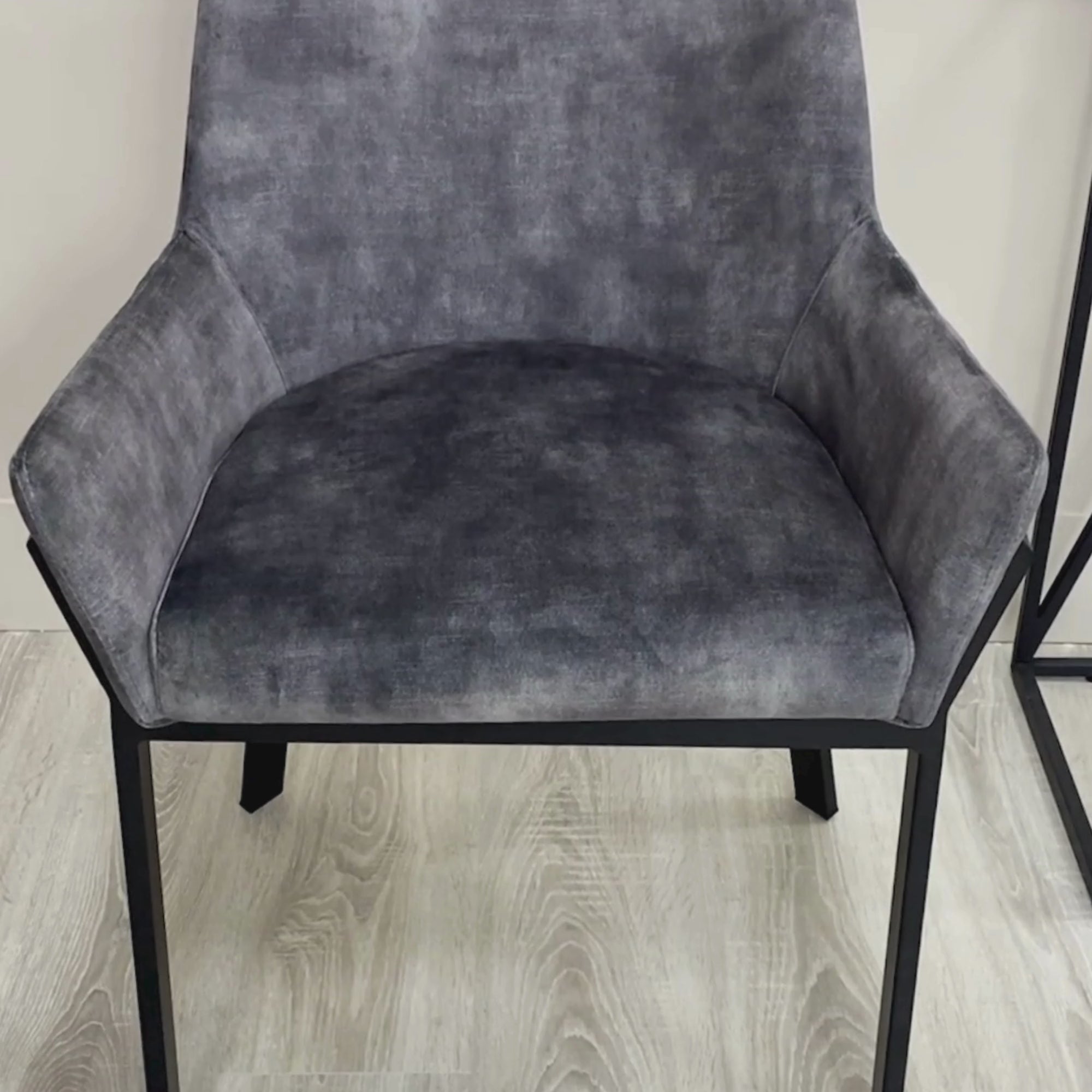 Nova Grey Velvet Dining Chair With Black Frame