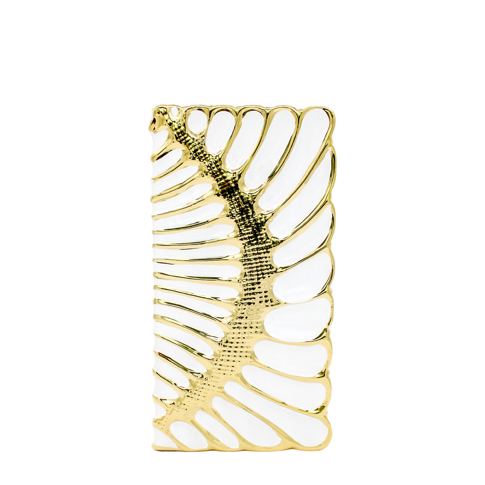 Tall Ceramic Vase with Raised Abstract Gold Pattern