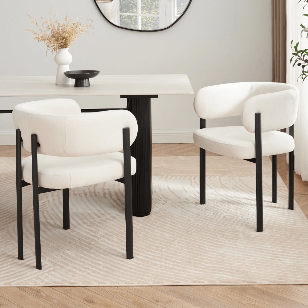 Siena White Ceramic Dining Set With 4 Elle Chairs
