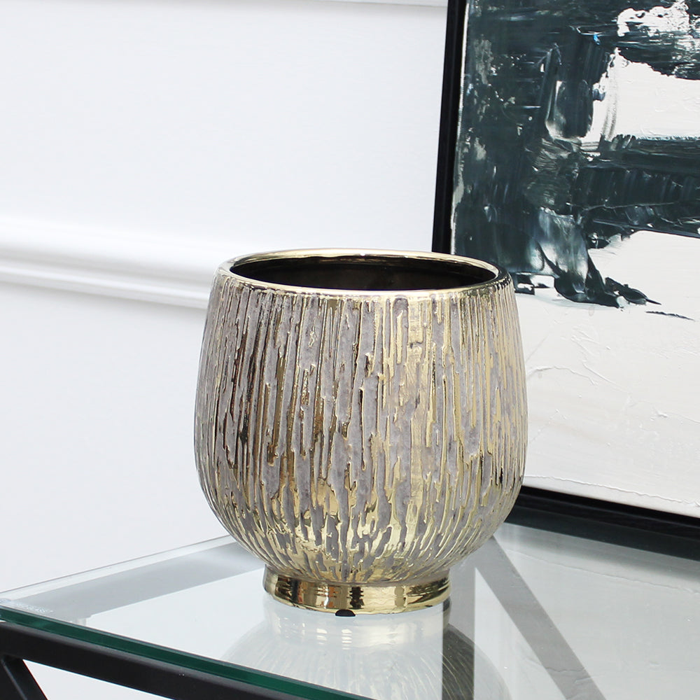 Rounded White and Gold Vase