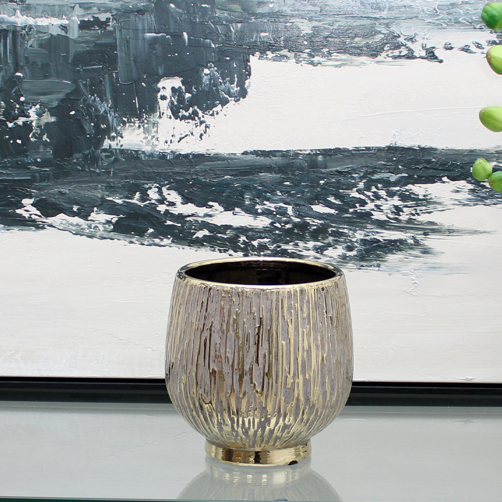 Rounded White and Gold Vase