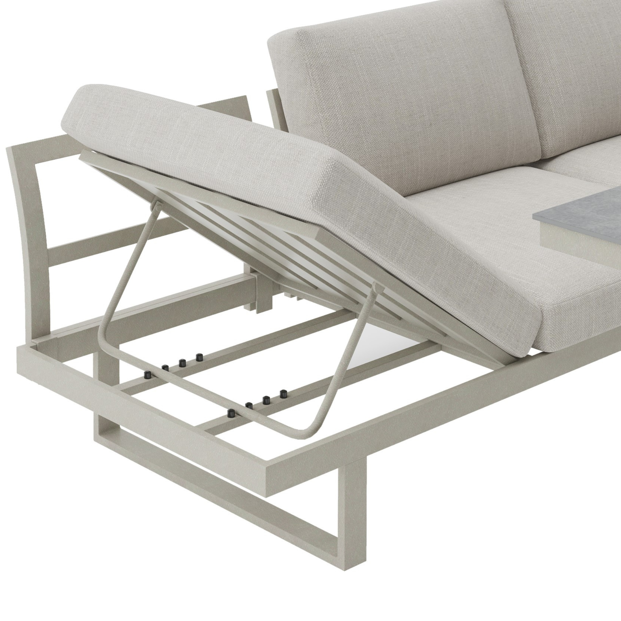 Neutral Light Grey Aluminium Frame Sofa Dining Modular Garden Set