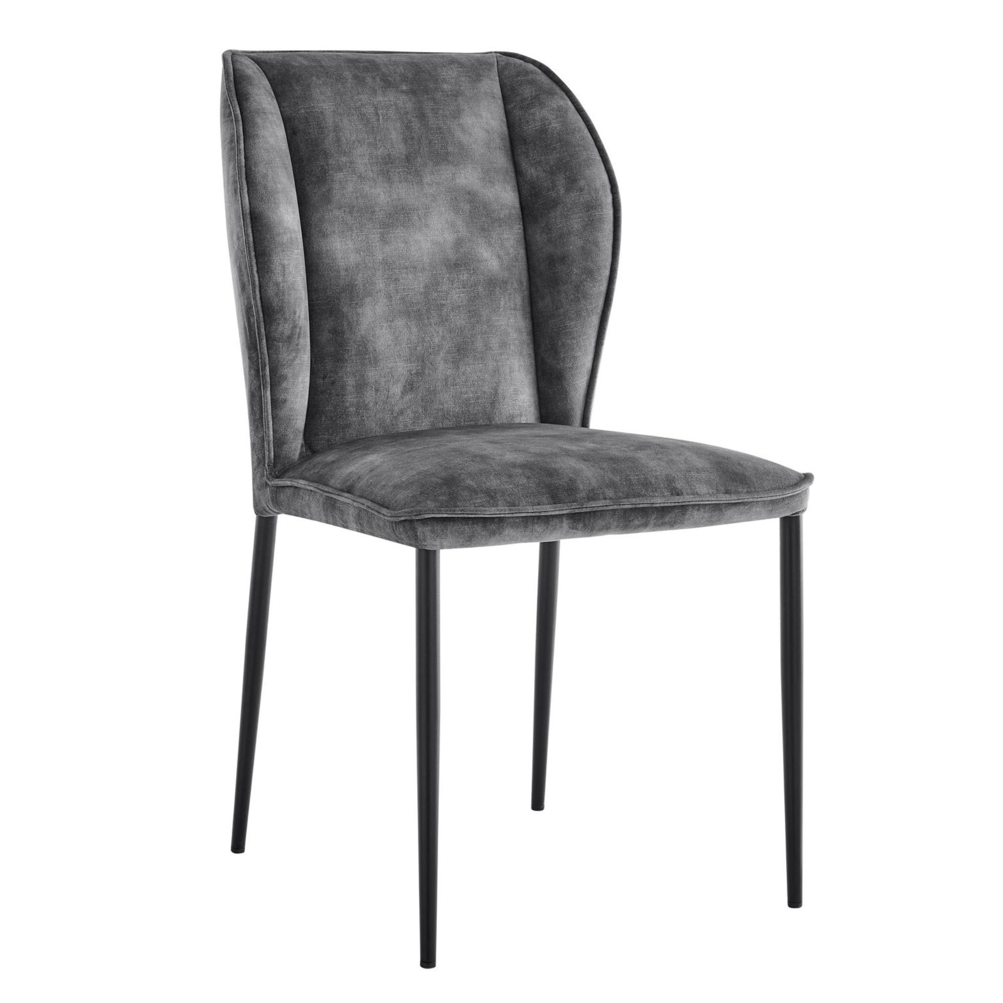 Nina Grey Velvet Wingback Dining Chair with Black Legs