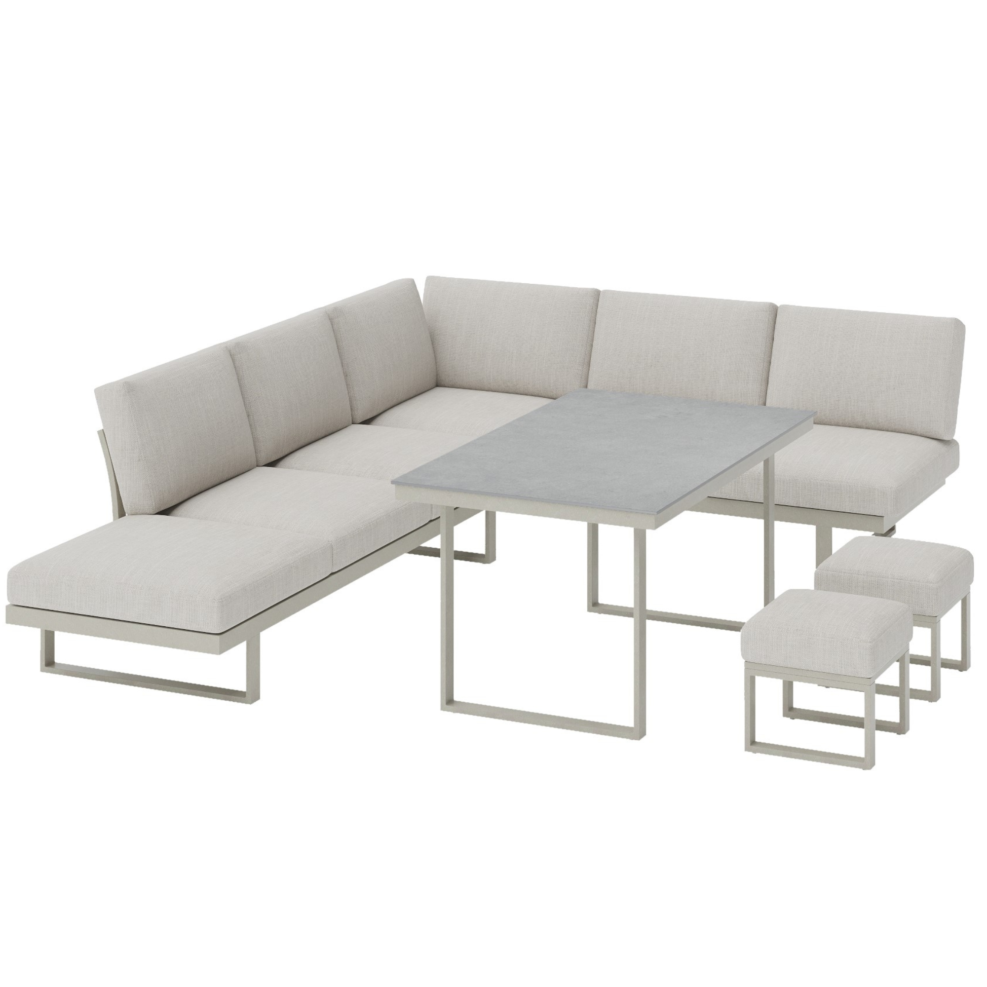 Neutral Light Grey Aluminium Frame Sofa Dining Modular Garden Set