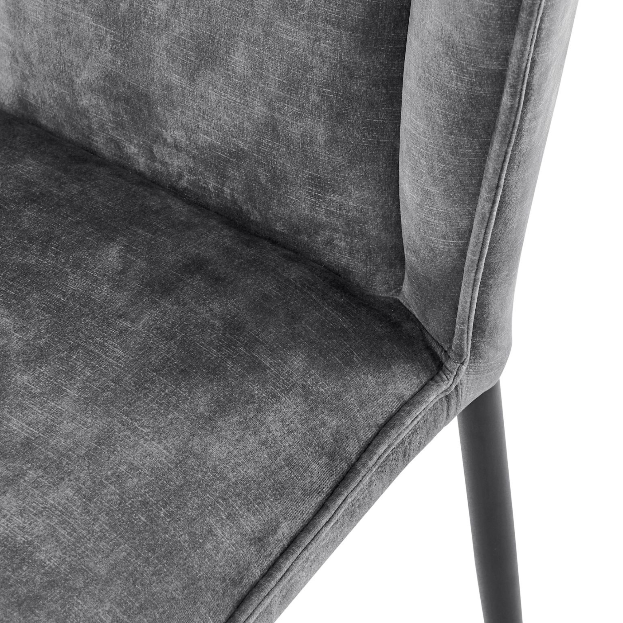 Nina Grey Velvet Wingback Dining Chair with Black Legs