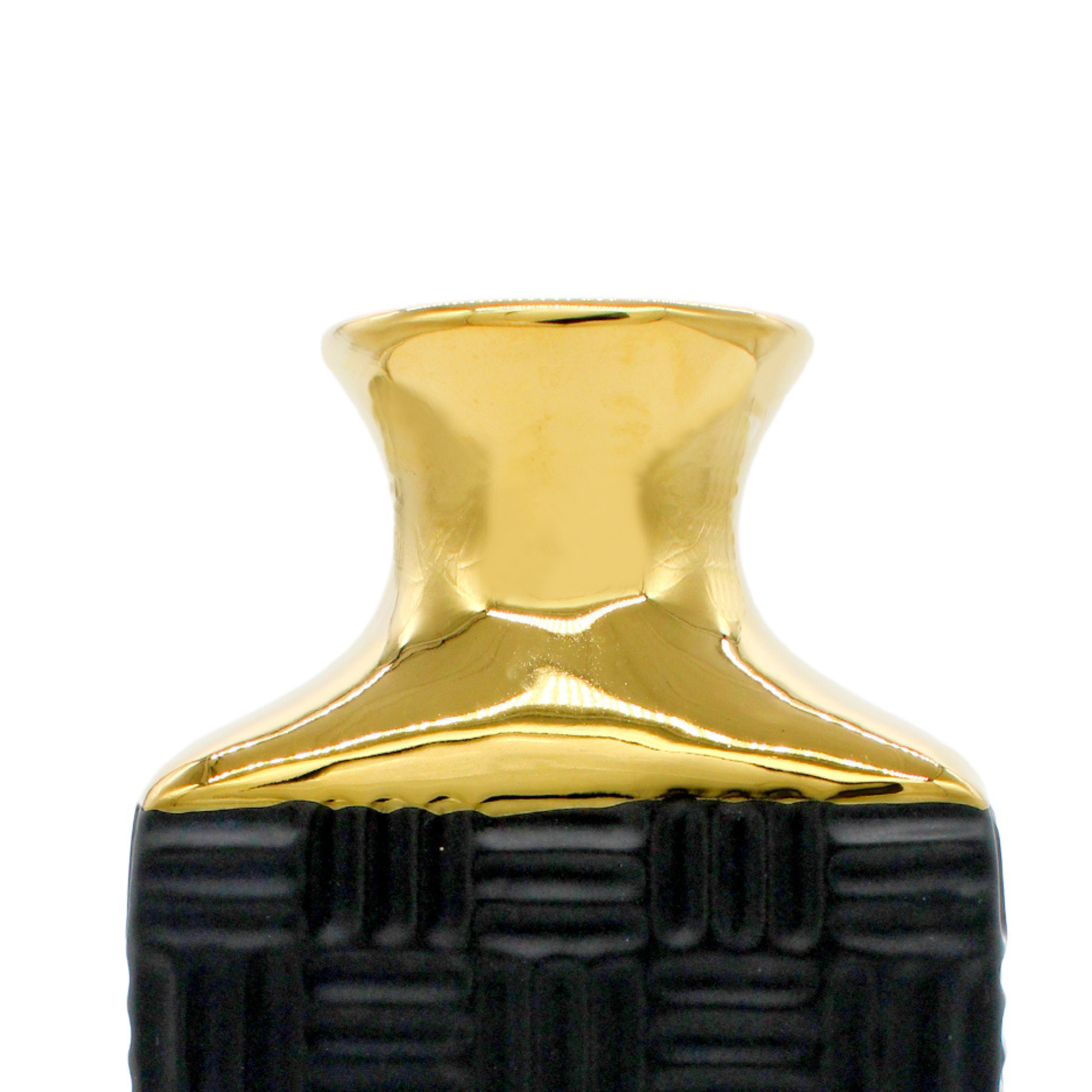 Tall Rectangular Black and Gold Textured Vase