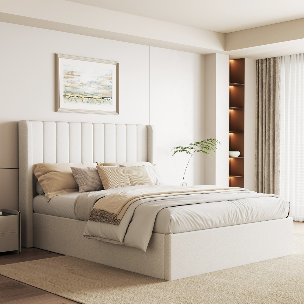 Maddison Cream Velvet Ottoman Storage Bed