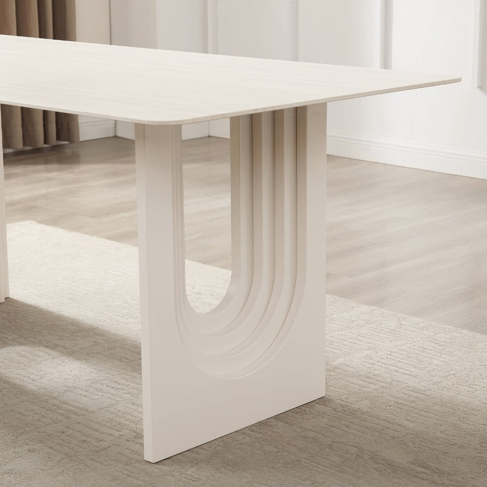 Apollo White Ceramic Dining Set With 4 Rhea Gold Chairs