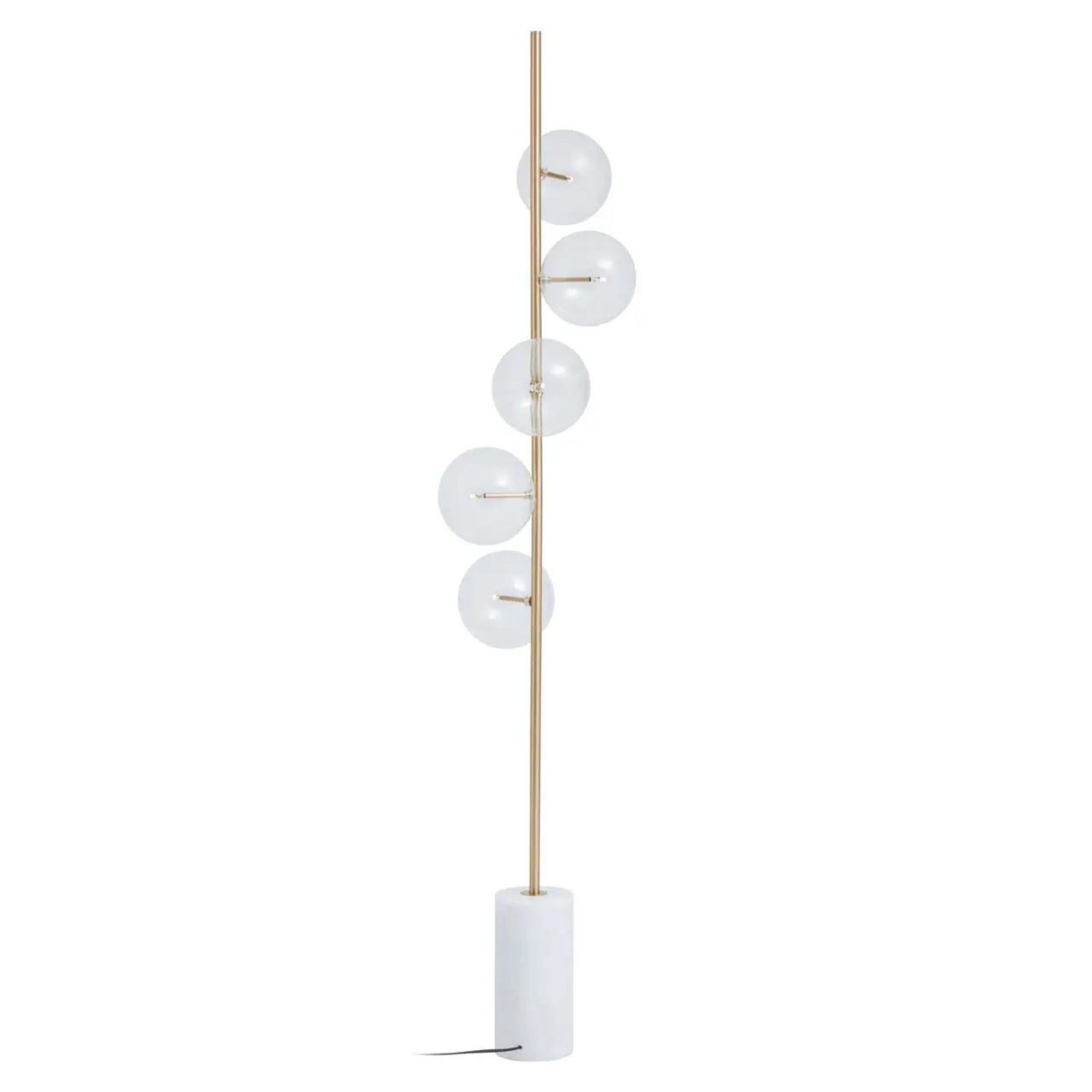 Marble Floor lamp with Brass Stem and clear Glass Shades