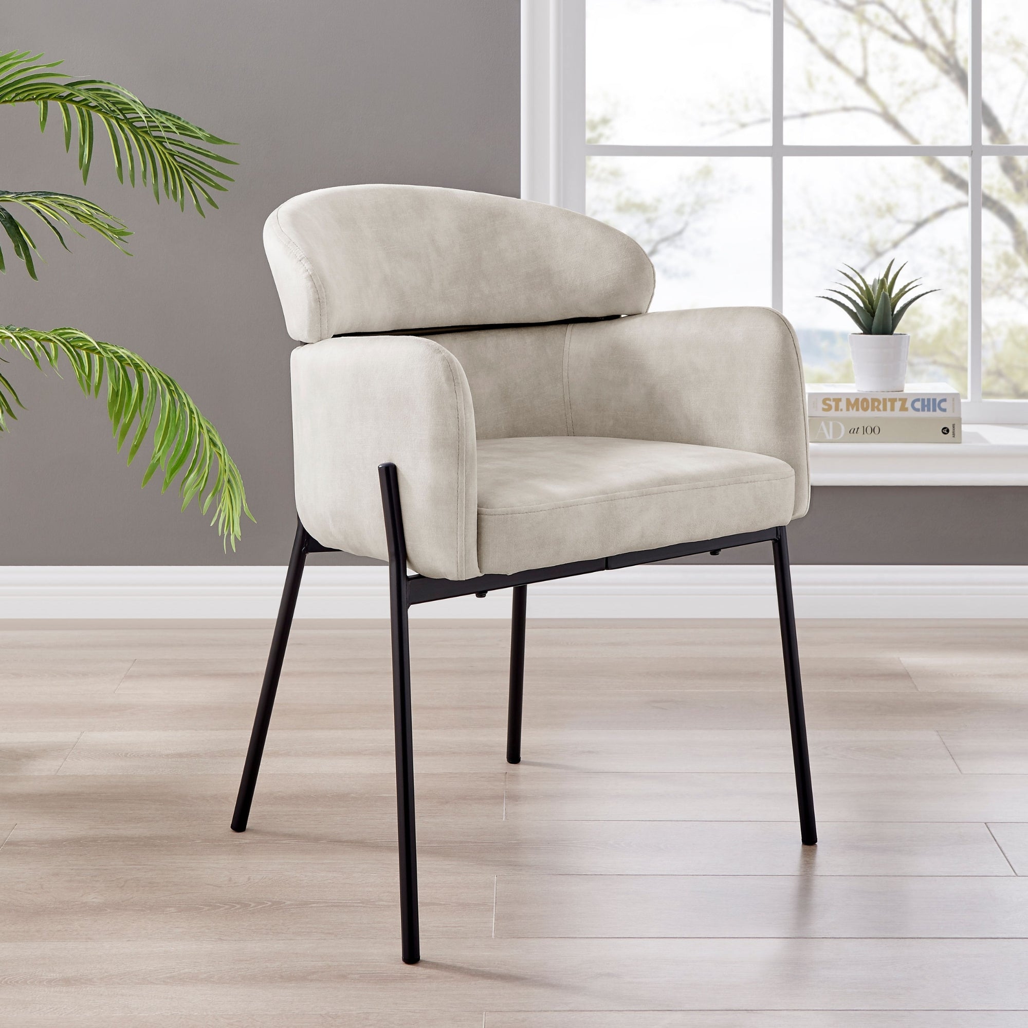 Liang Cream Velvet Dining Chair With Black Frame