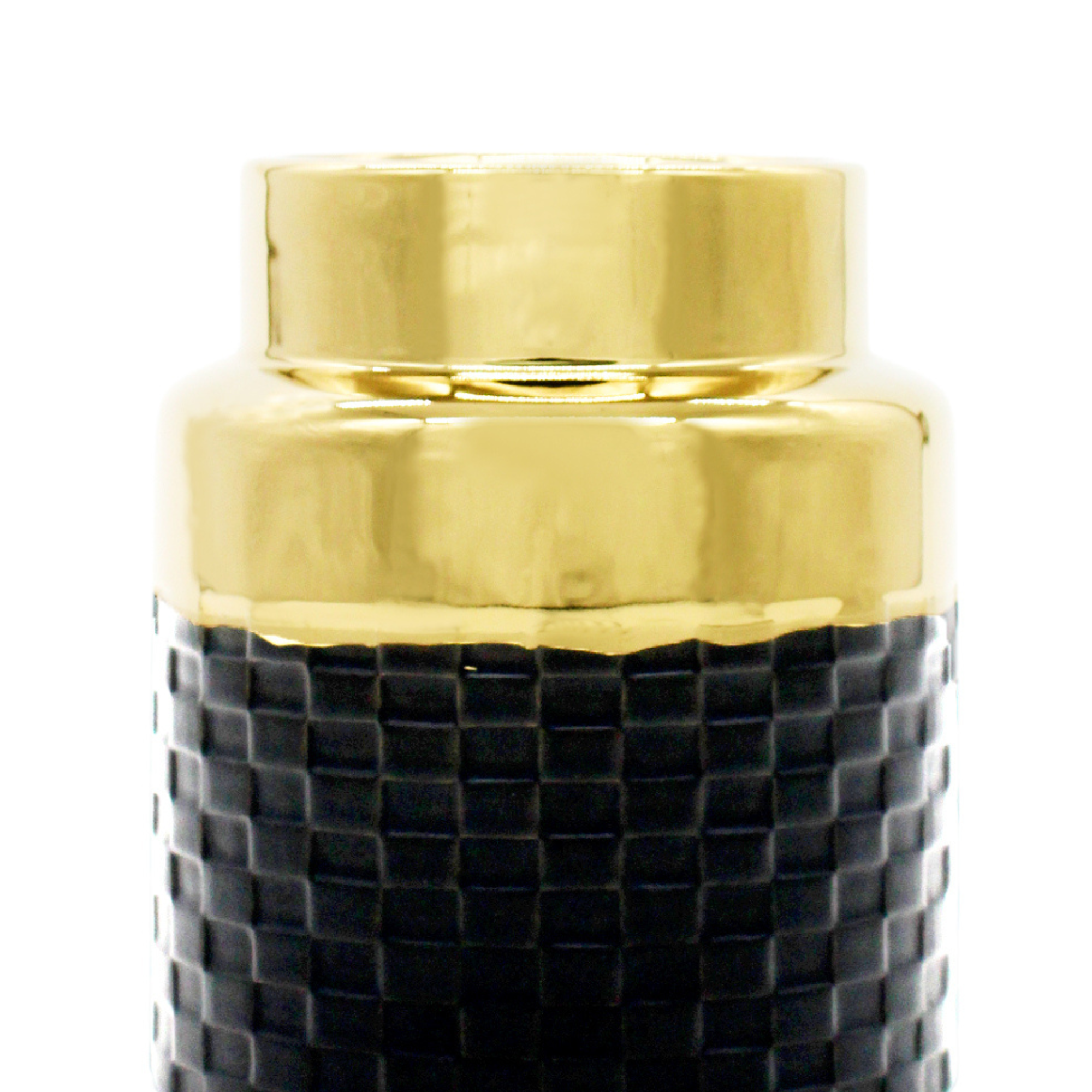 Small Round Black and Gold Textured Vase