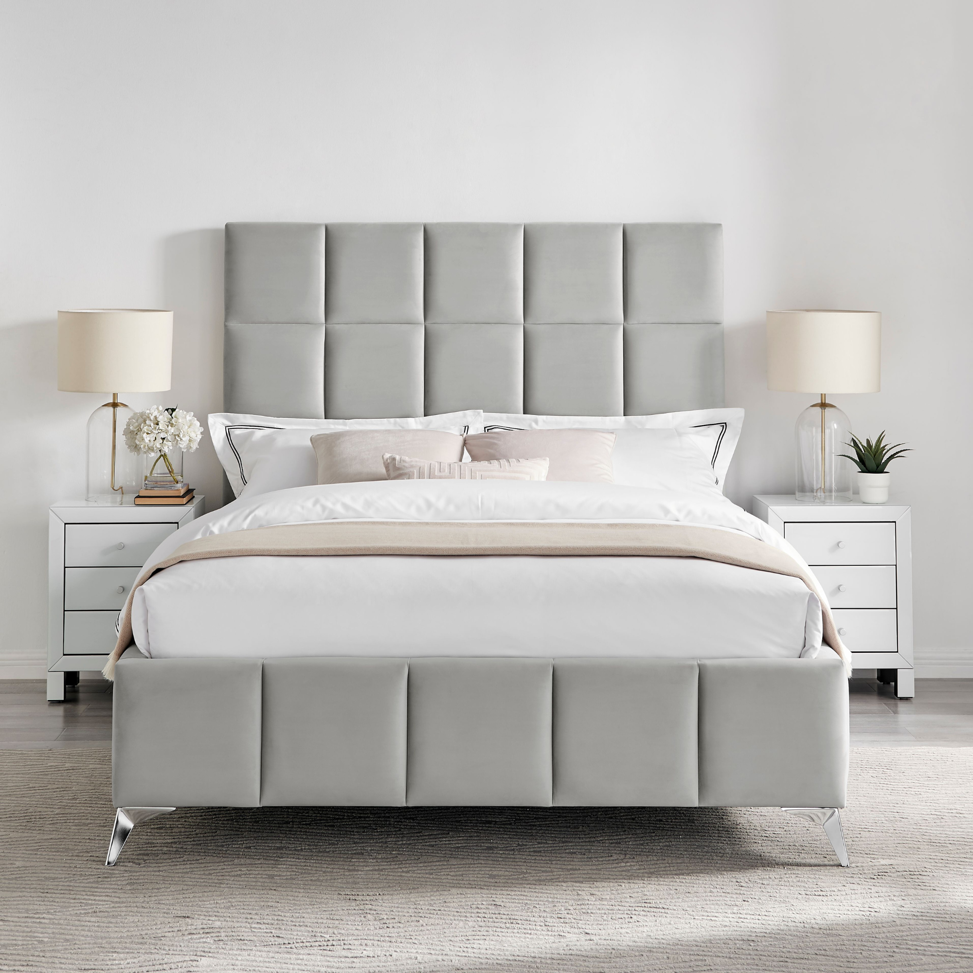 Imogen Light Grey Padded Ottoman Storage Bed