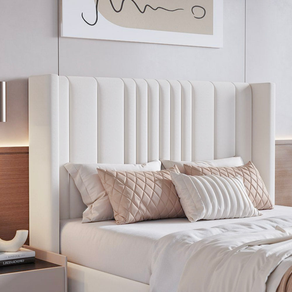 Mika Cream Velvet Ottoman Storage Bed