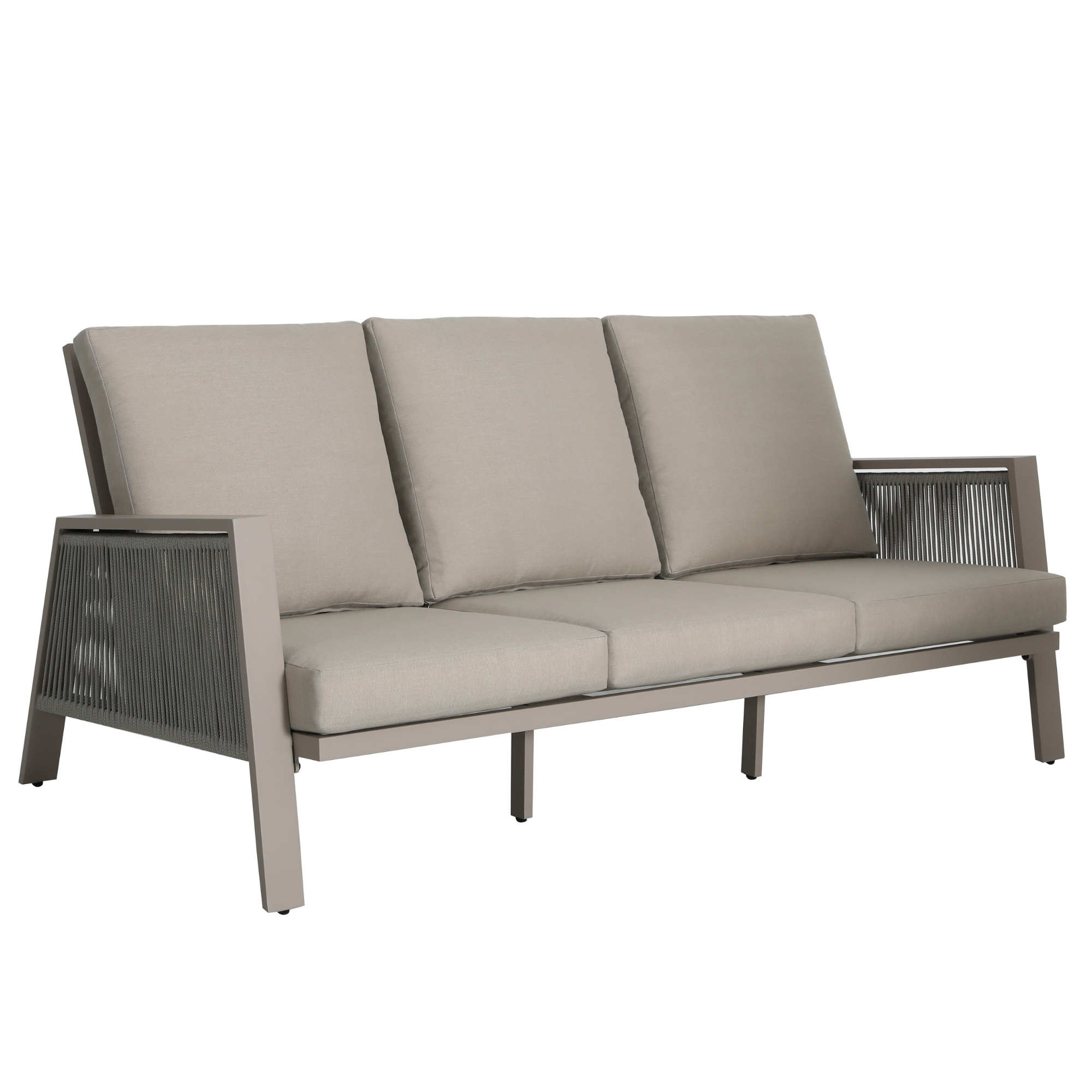 Sicily Beige Aluminium 5 Seater Sofa Set With Beige Cushions