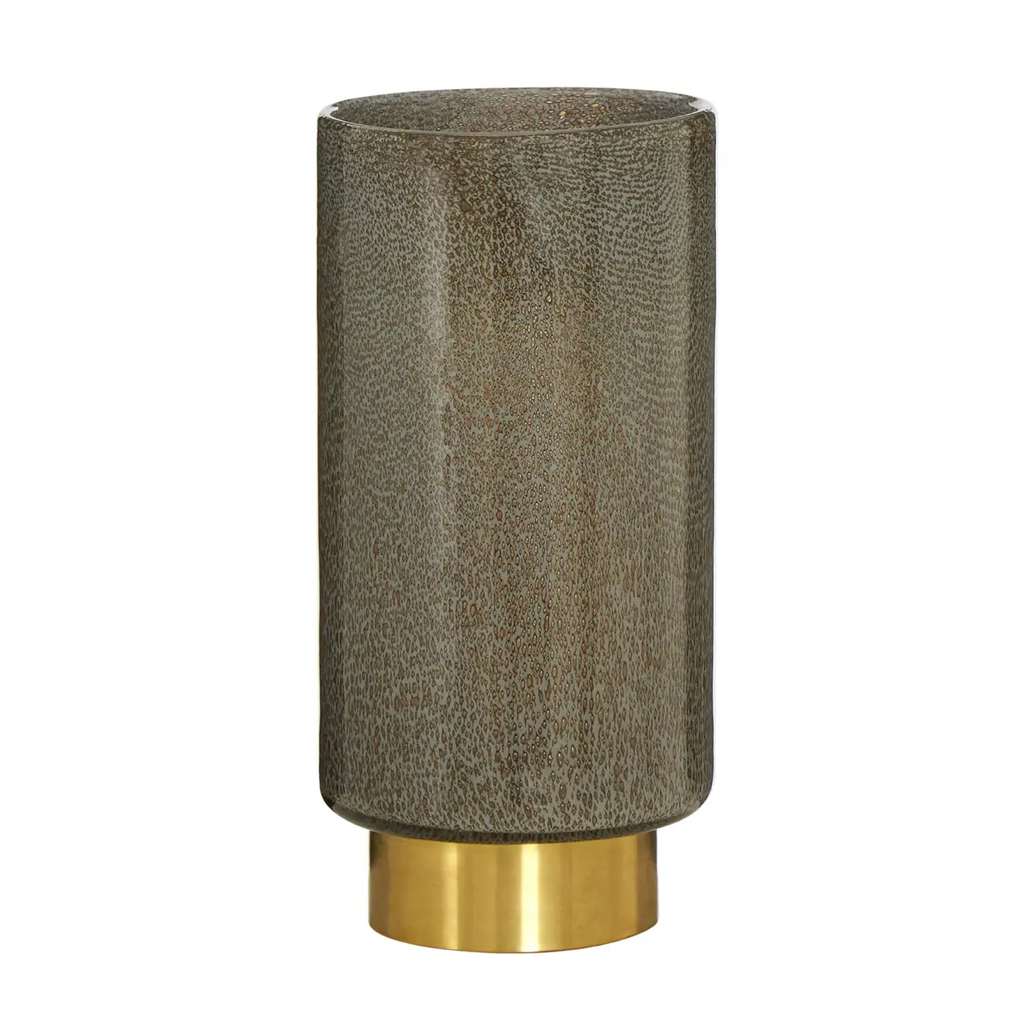 Large Grey glass vase with brass foot