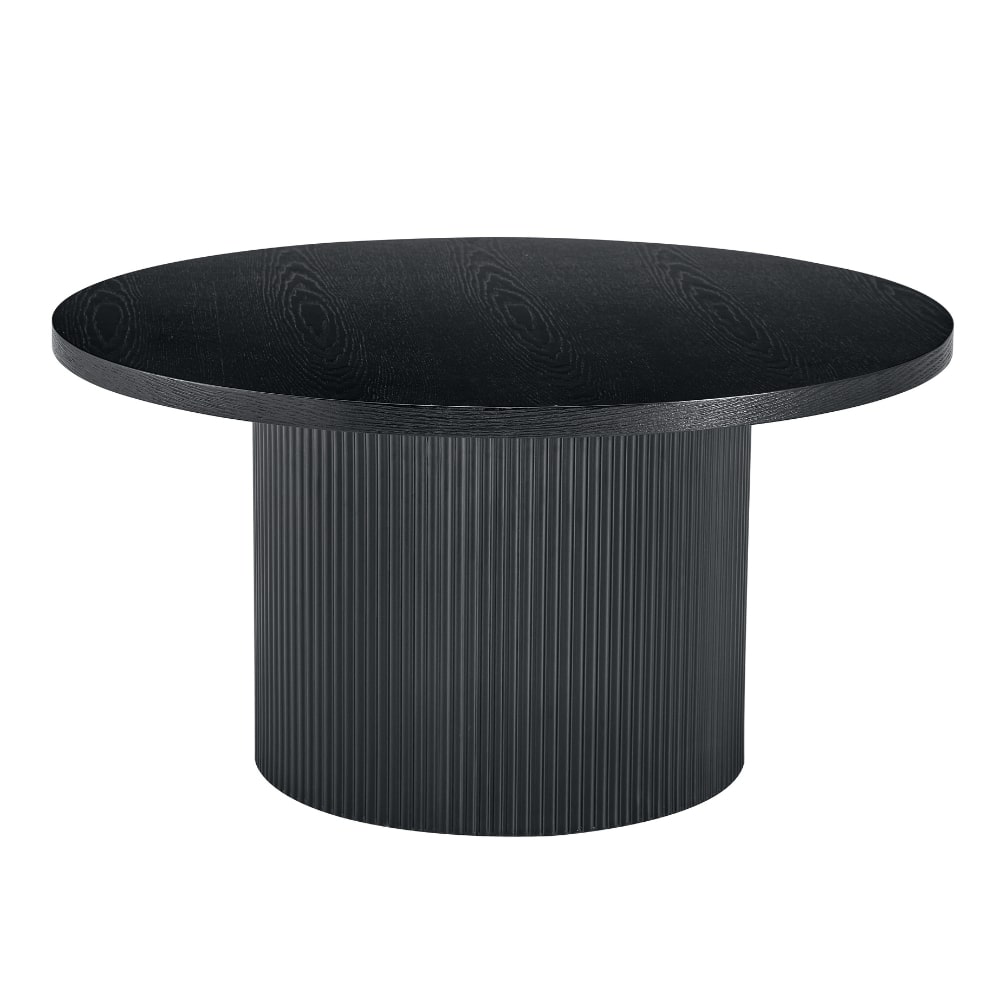 Luca Black Wood Coffee Tables With Ribbed Base Set of 2