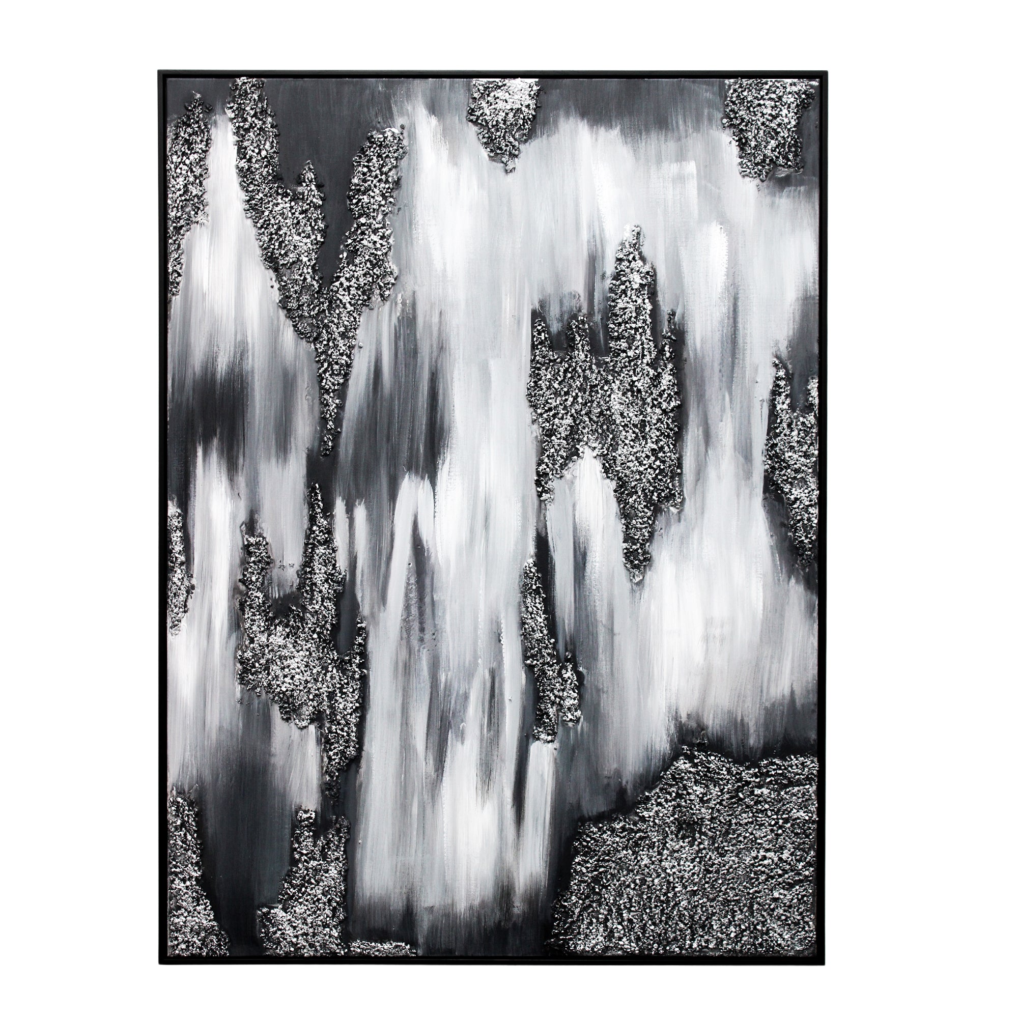 Abstract Monochrome Canvas with Blended Detail and Black Frame
