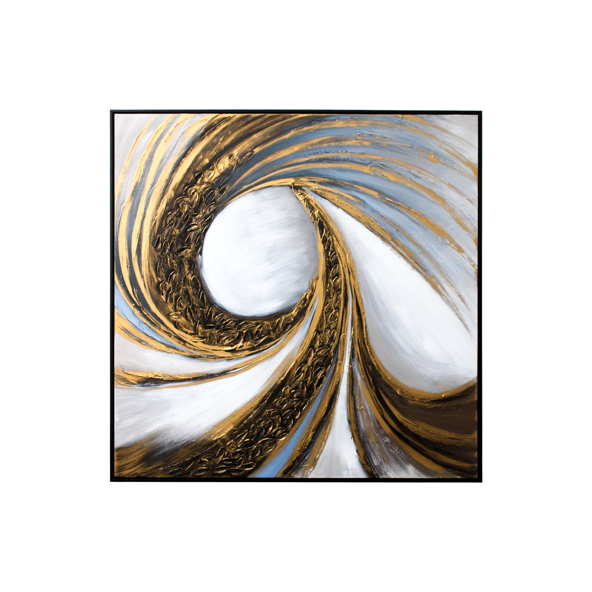 Blue White and Gold Swirl Textured Canvas
