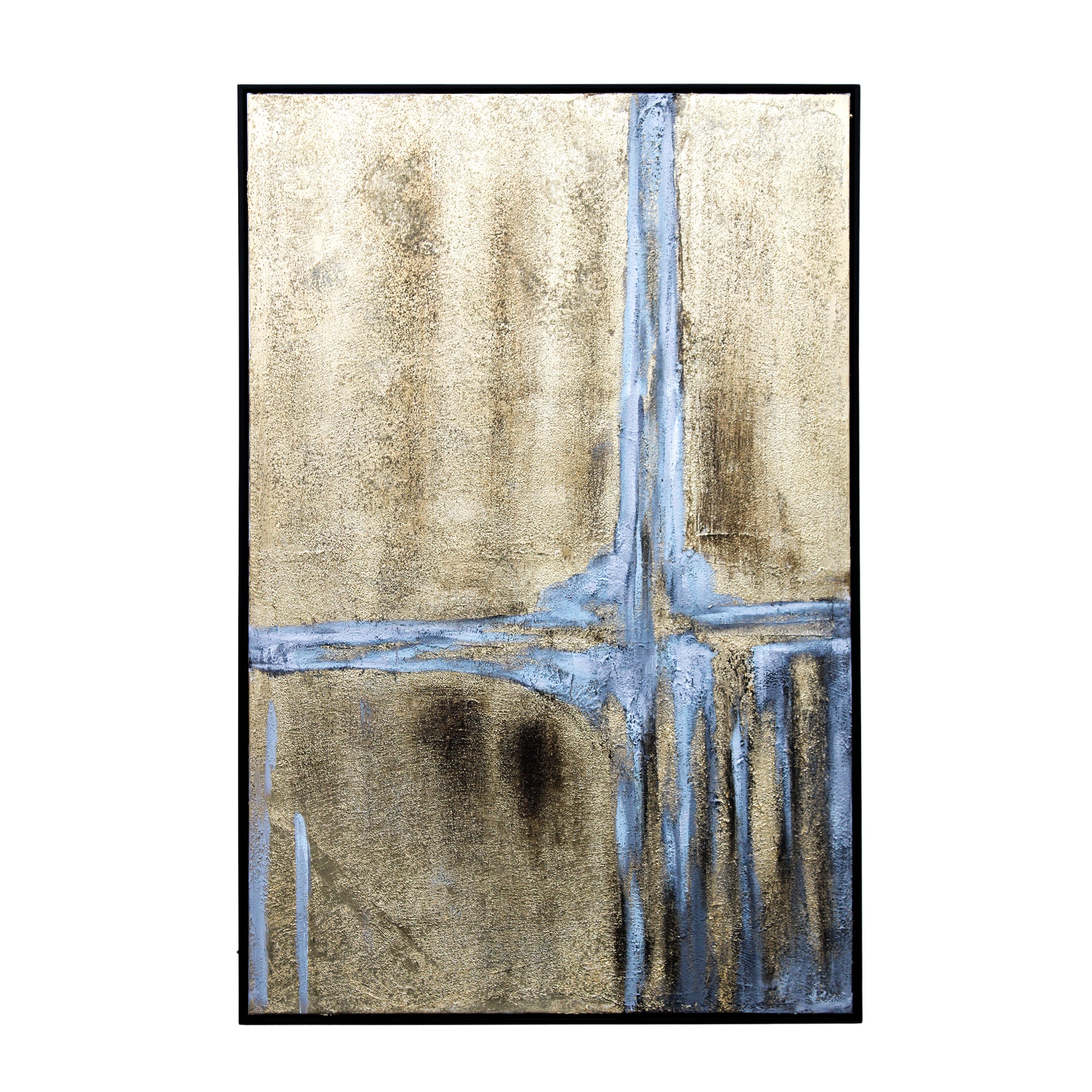 Framed Gold Canvas with a Cool Grey Contrast in Black Frame