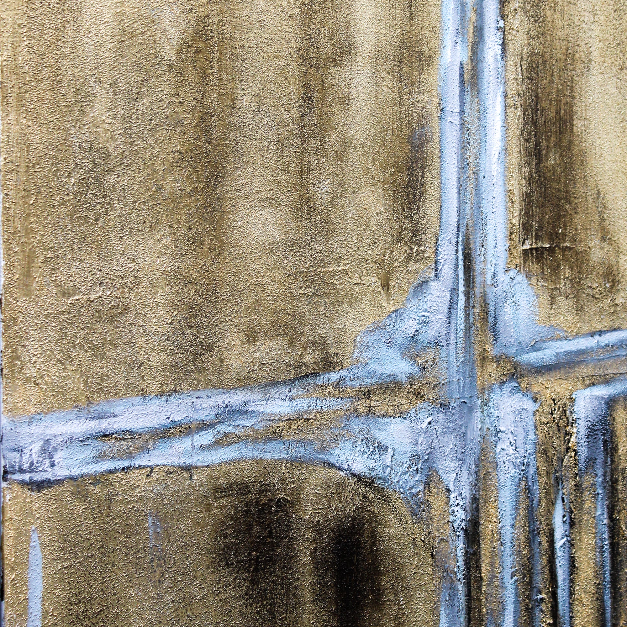 Framed Gold Canvas with a Cool Grey Contrast in Black Frame