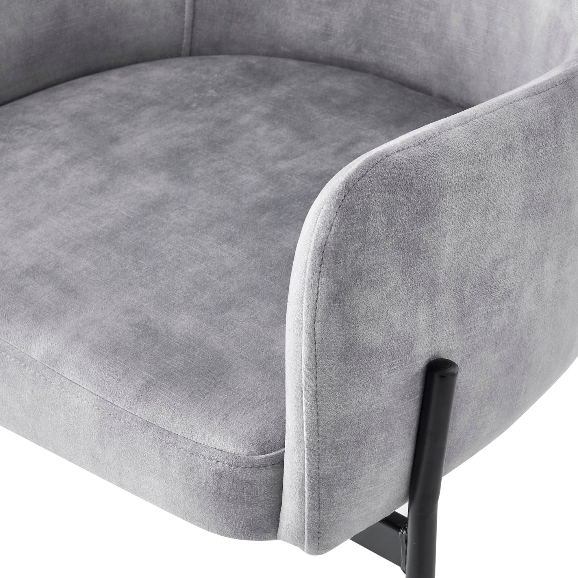 Liang Grey Velvet Dining Chair With Black Frame
