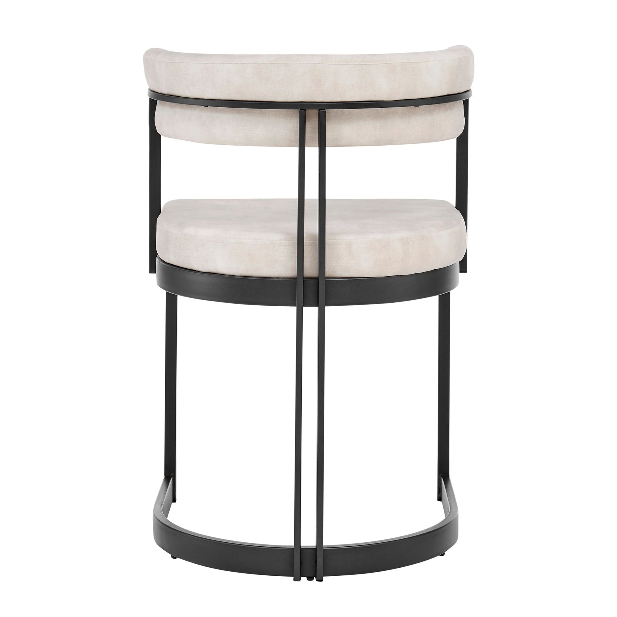 Mia Curved Cream Velvet and Black Frame Dining Chair