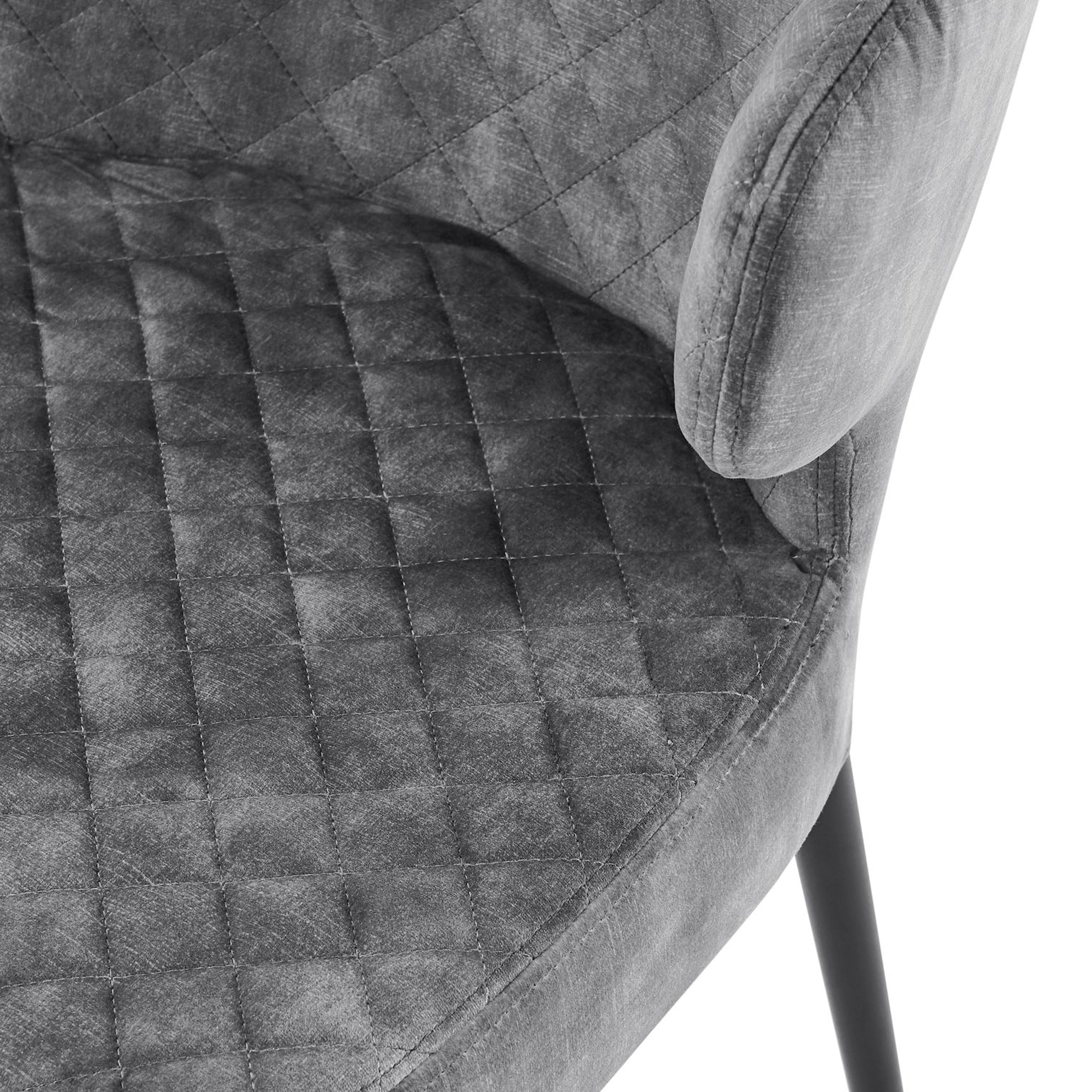 Levi Grey Velvet Dining Chair With Quilting Black Legs