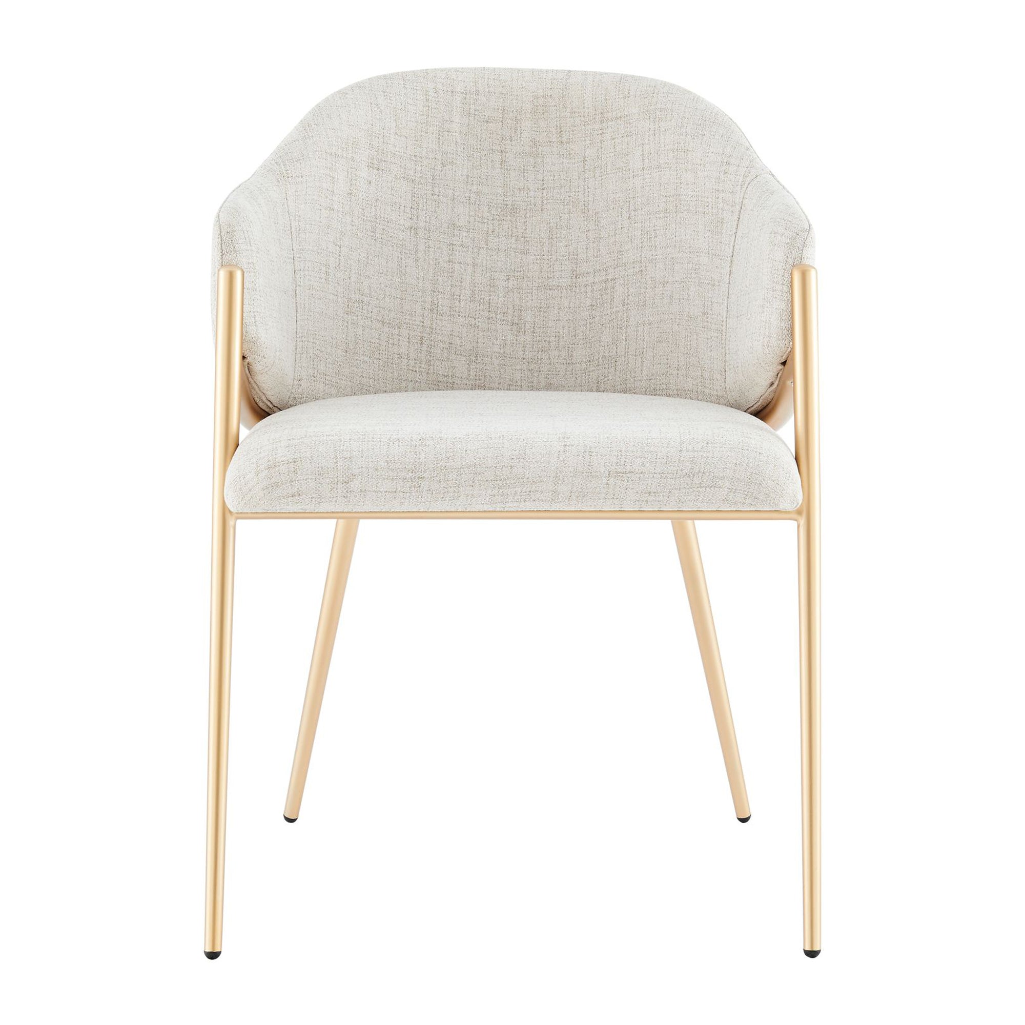 Alice Neutral Light Beige Linen Dining Chair With Gold Frame