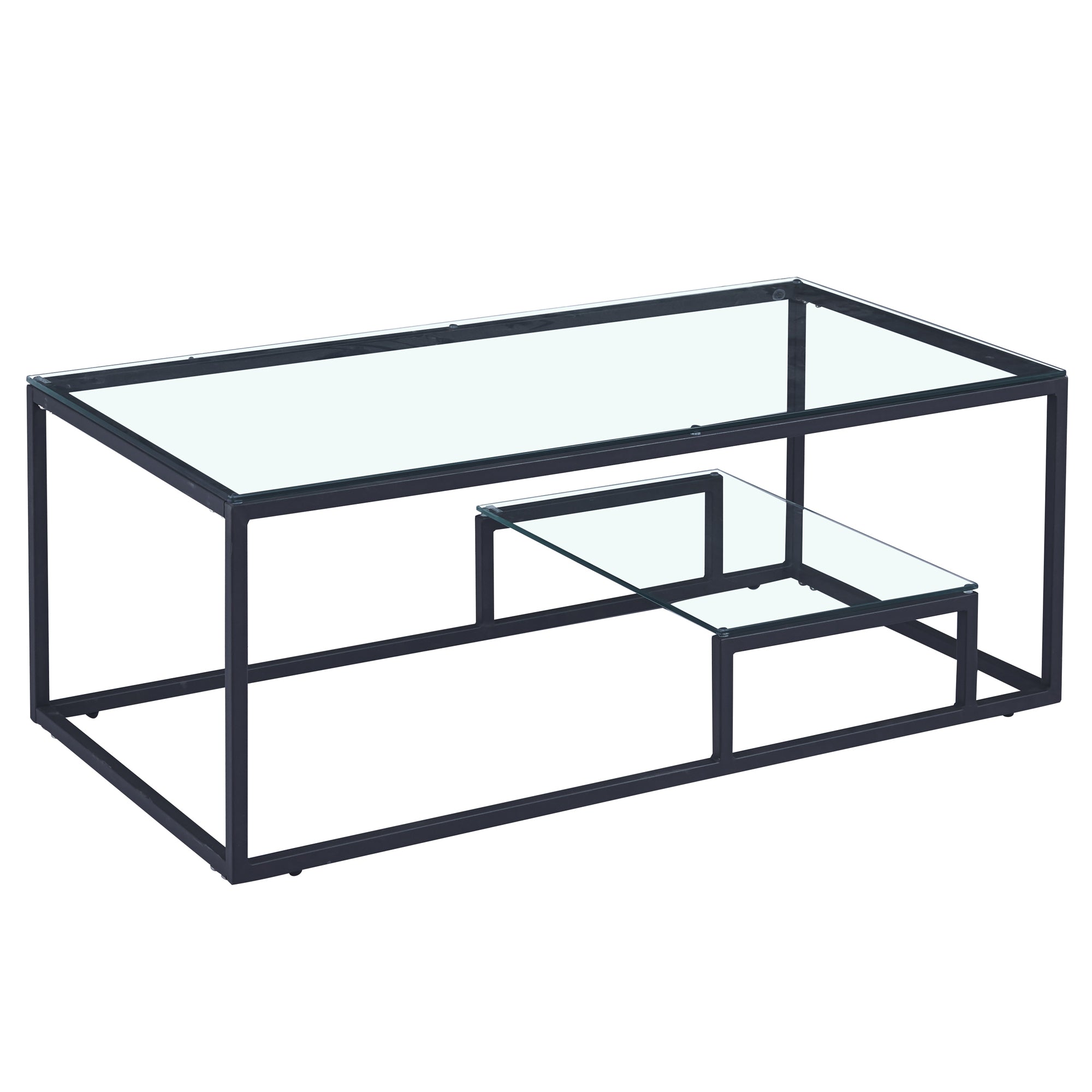 Enzo Clear Glass Coffee Table With Matte Black Frame