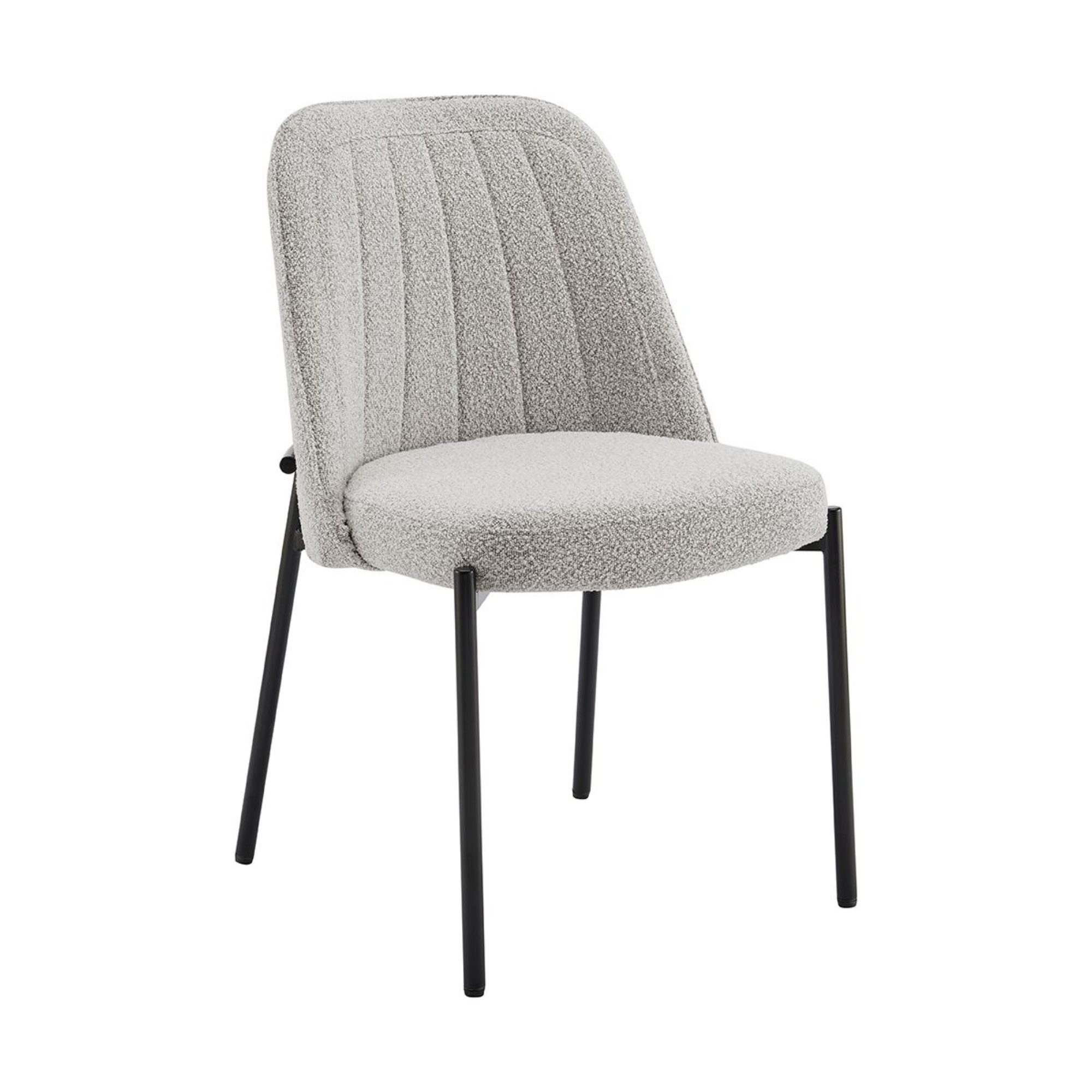 Adele Light Grey Boucle Dining Chair with Black Legs