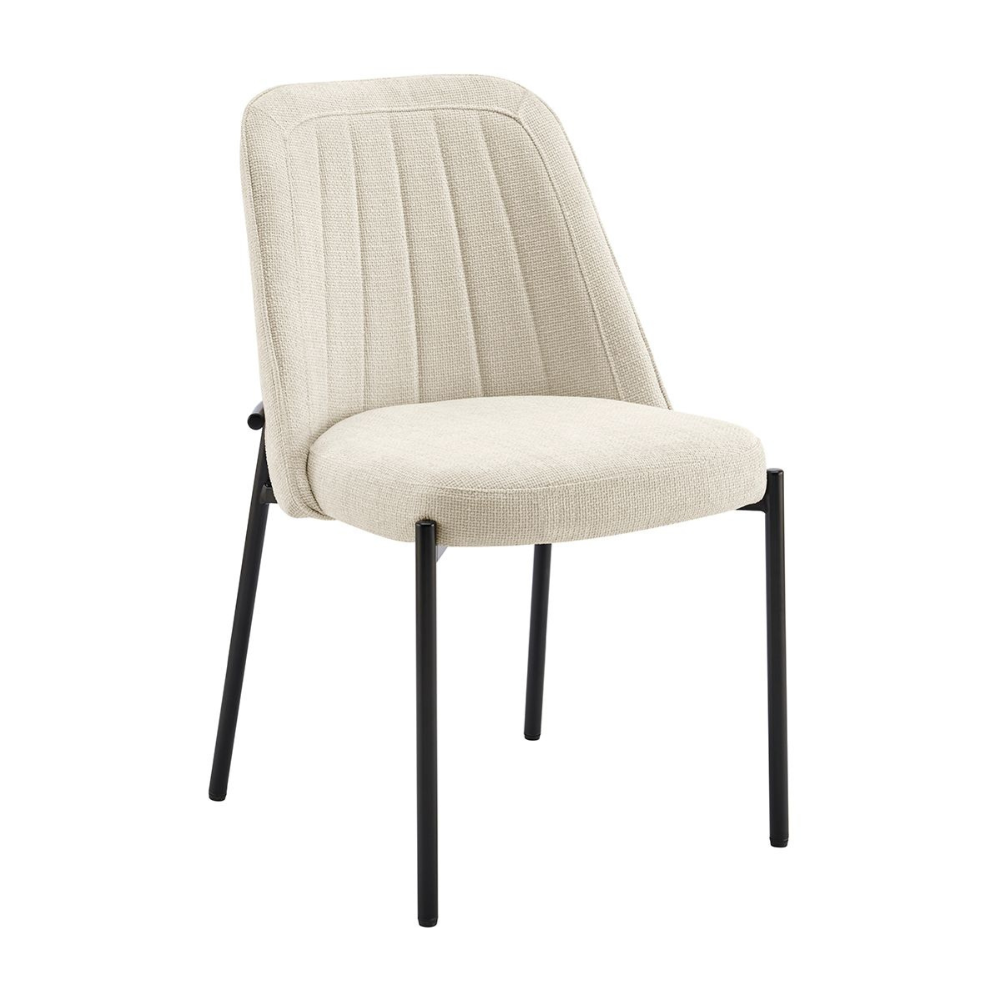 Adele Cream Linen Dining Chair with Black Legs