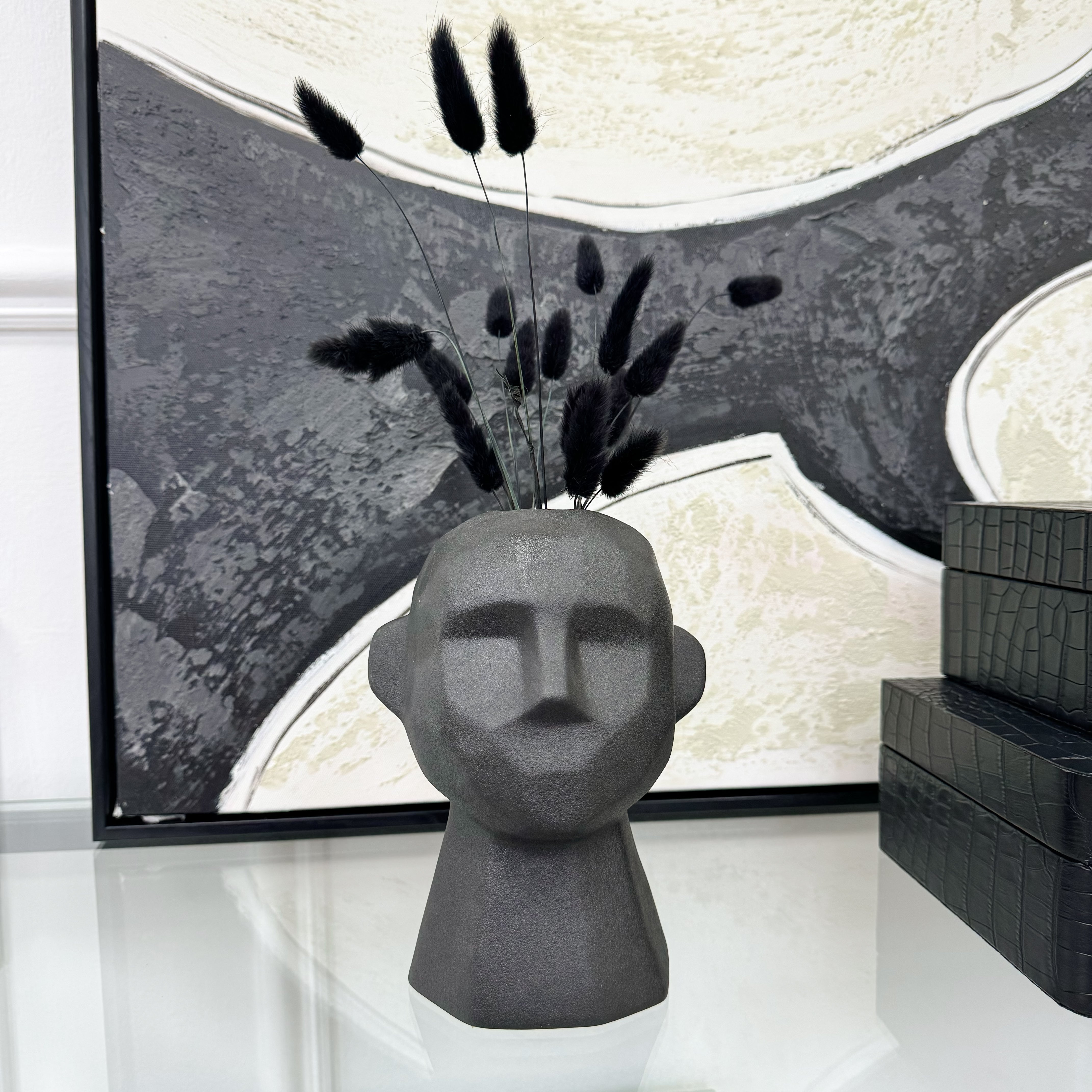 Black Ceramic Head Piece Ornament