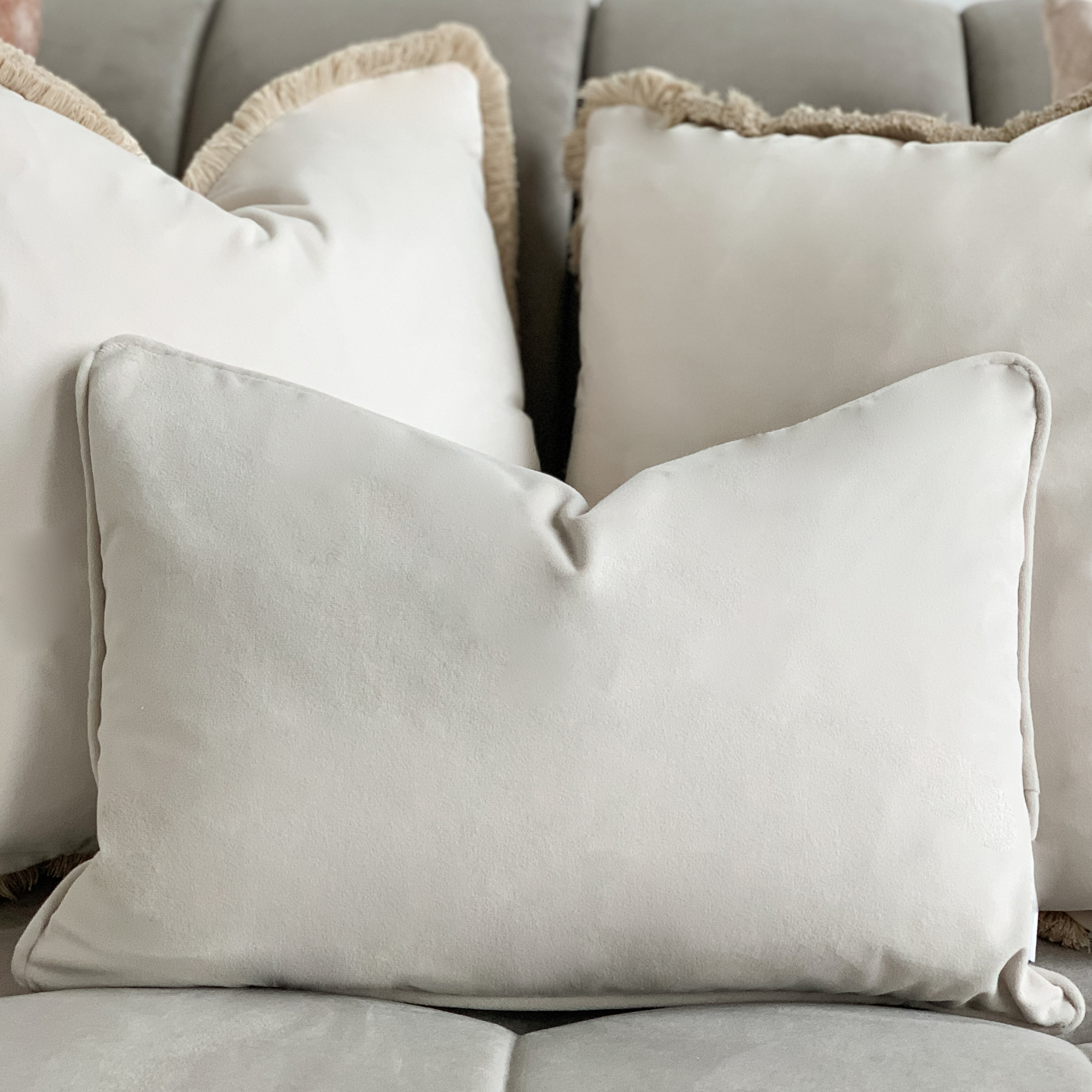 Hyndland Cream Fringe Trim Cushion