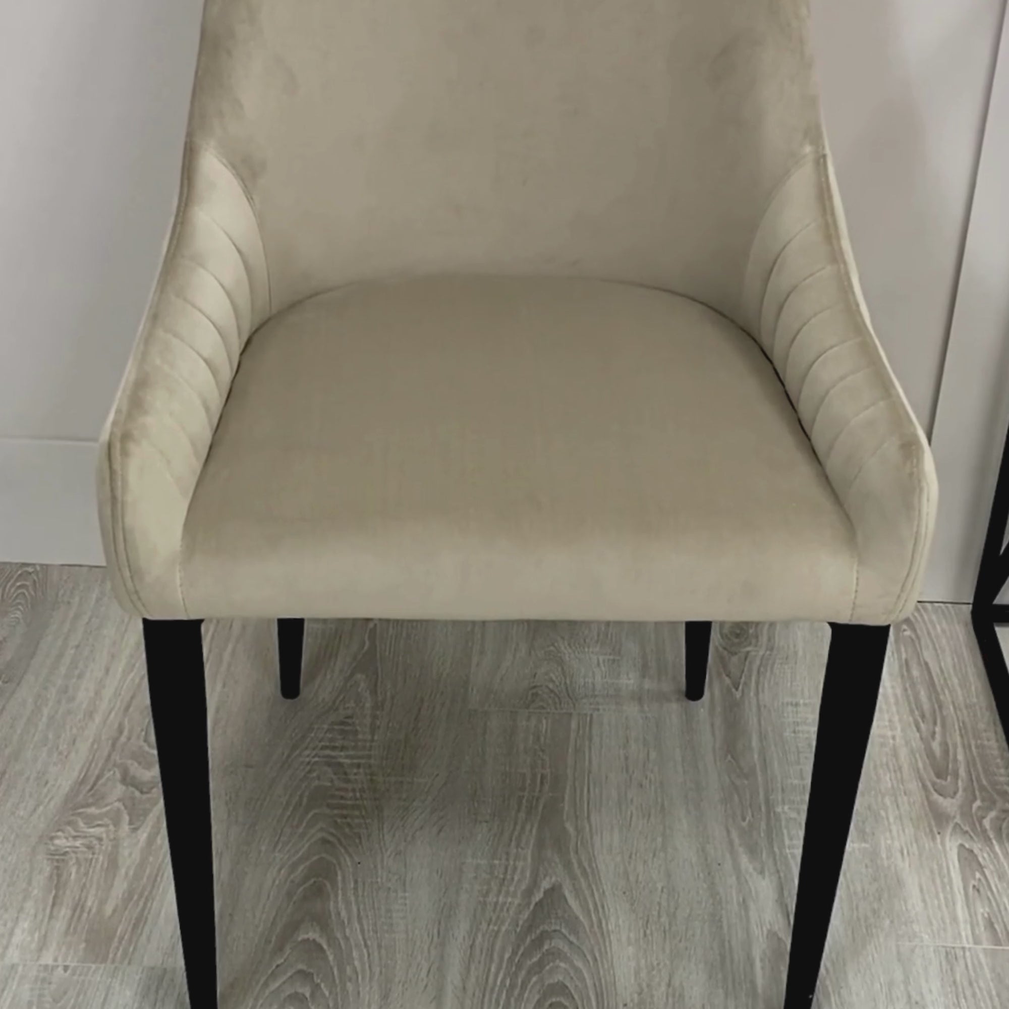 Vera Beige Velvet Dining Chair With Black Legs