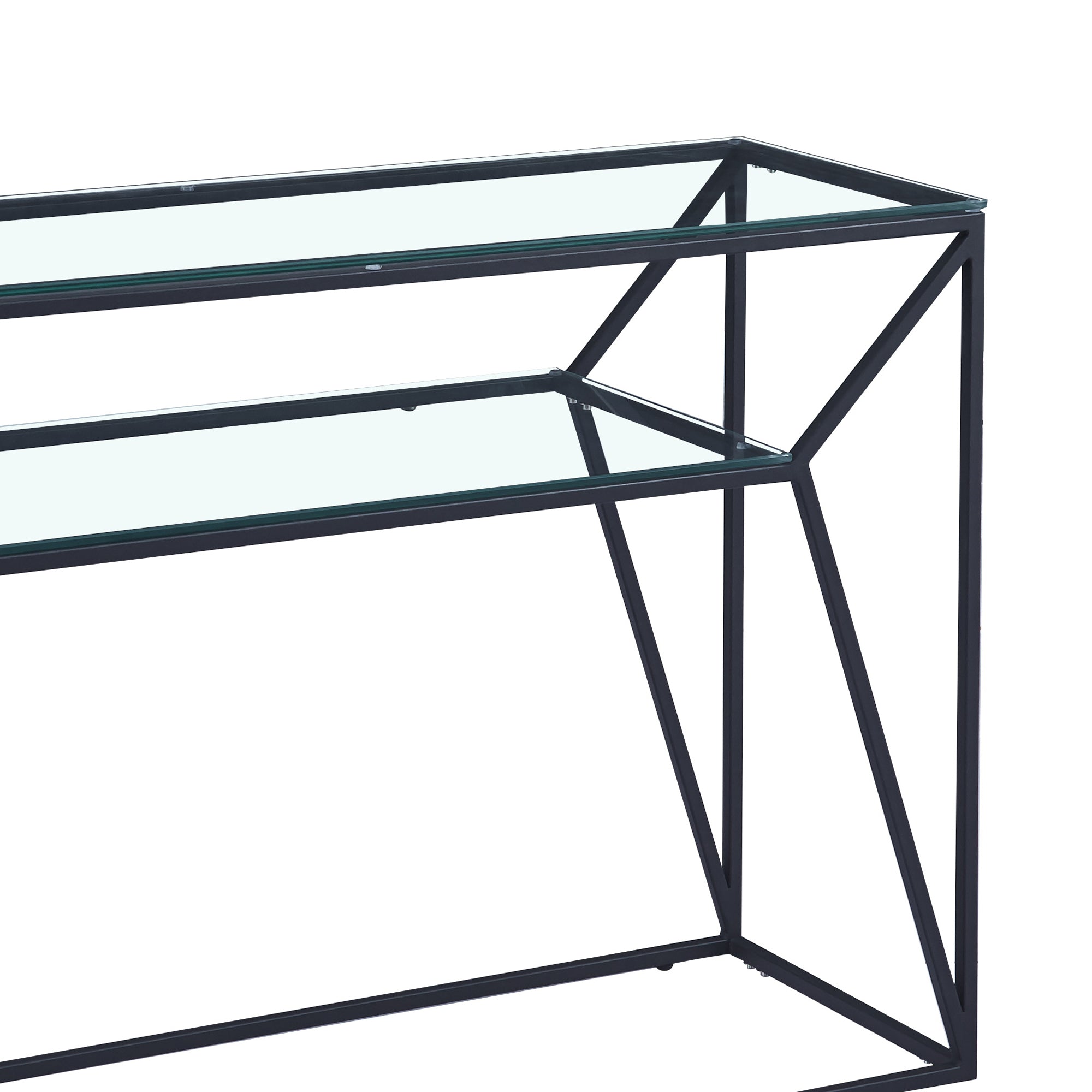 Ava Clear Glass Console Table With Matte Black Frame