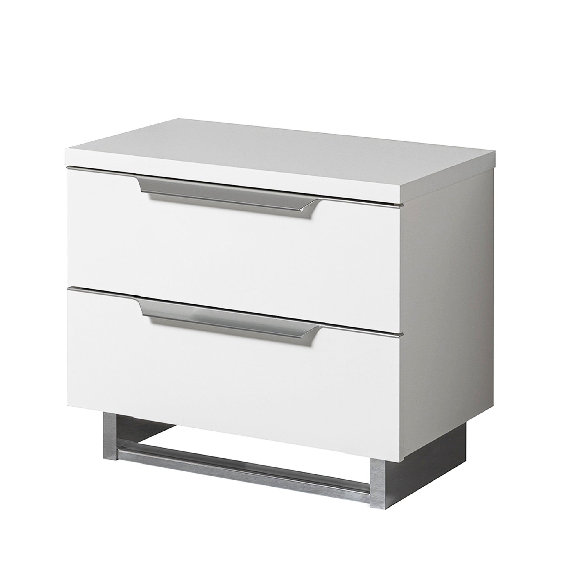 Pisa White and Silver Bedside Table