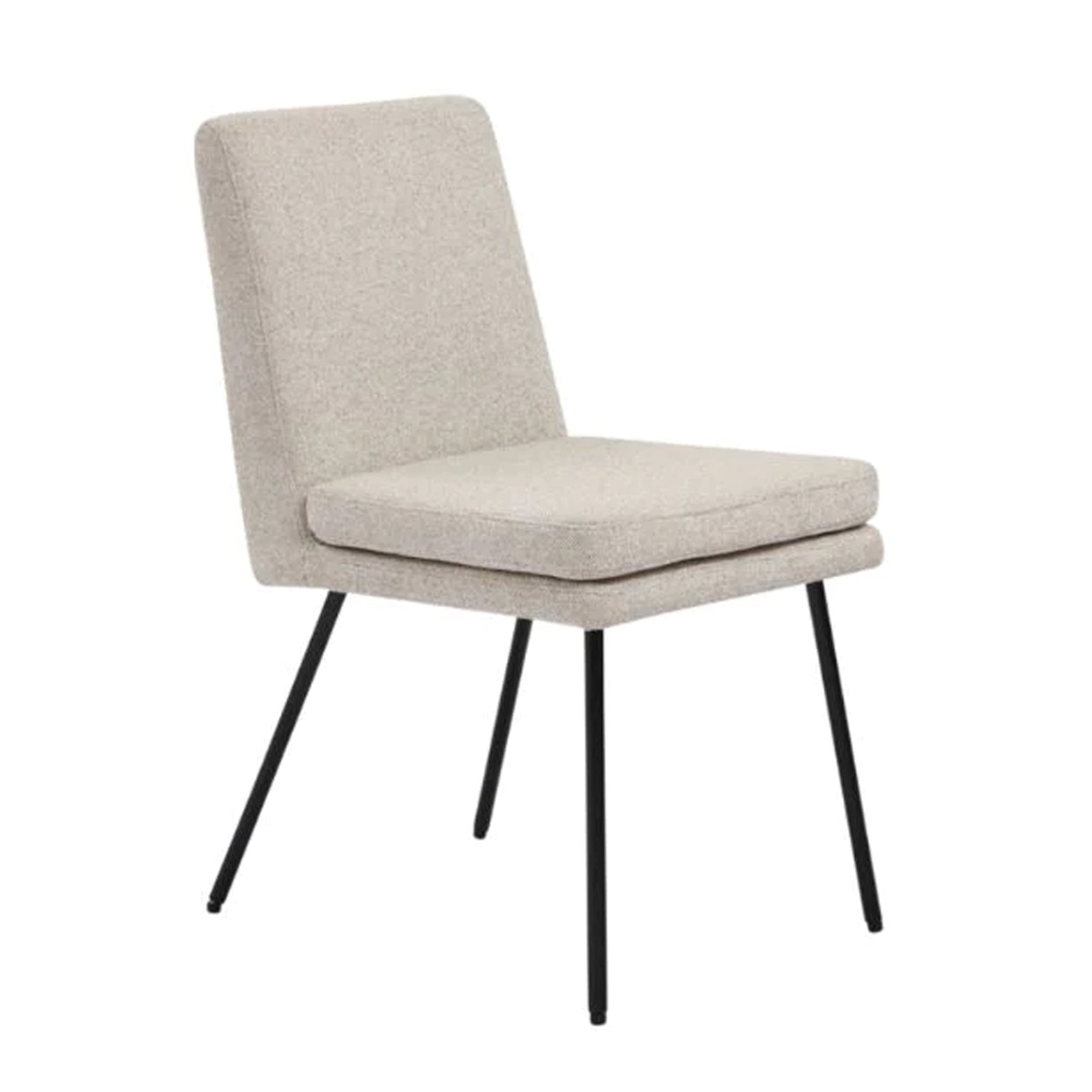Beige Woven Dining Chair With Black Legs
