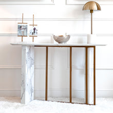 White and Gold Faux Marble Effect Console Table EX DISPLAY