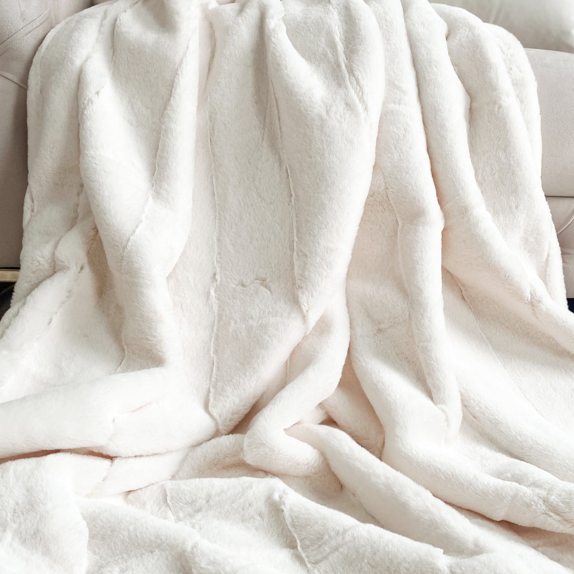 Cream Faux Fur Blanket
