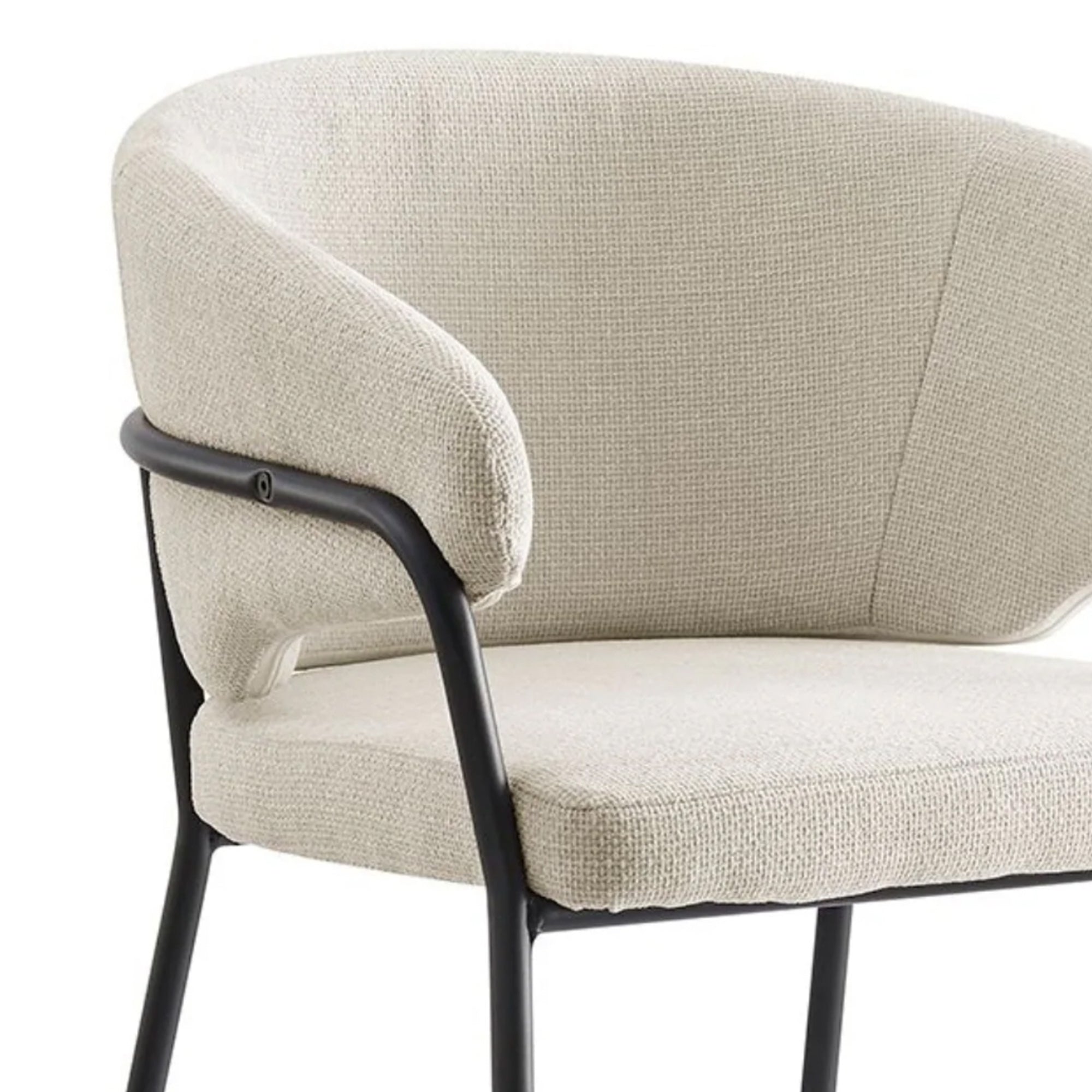 Capri Cream Linen Dining Chair with Sleek Black Frame