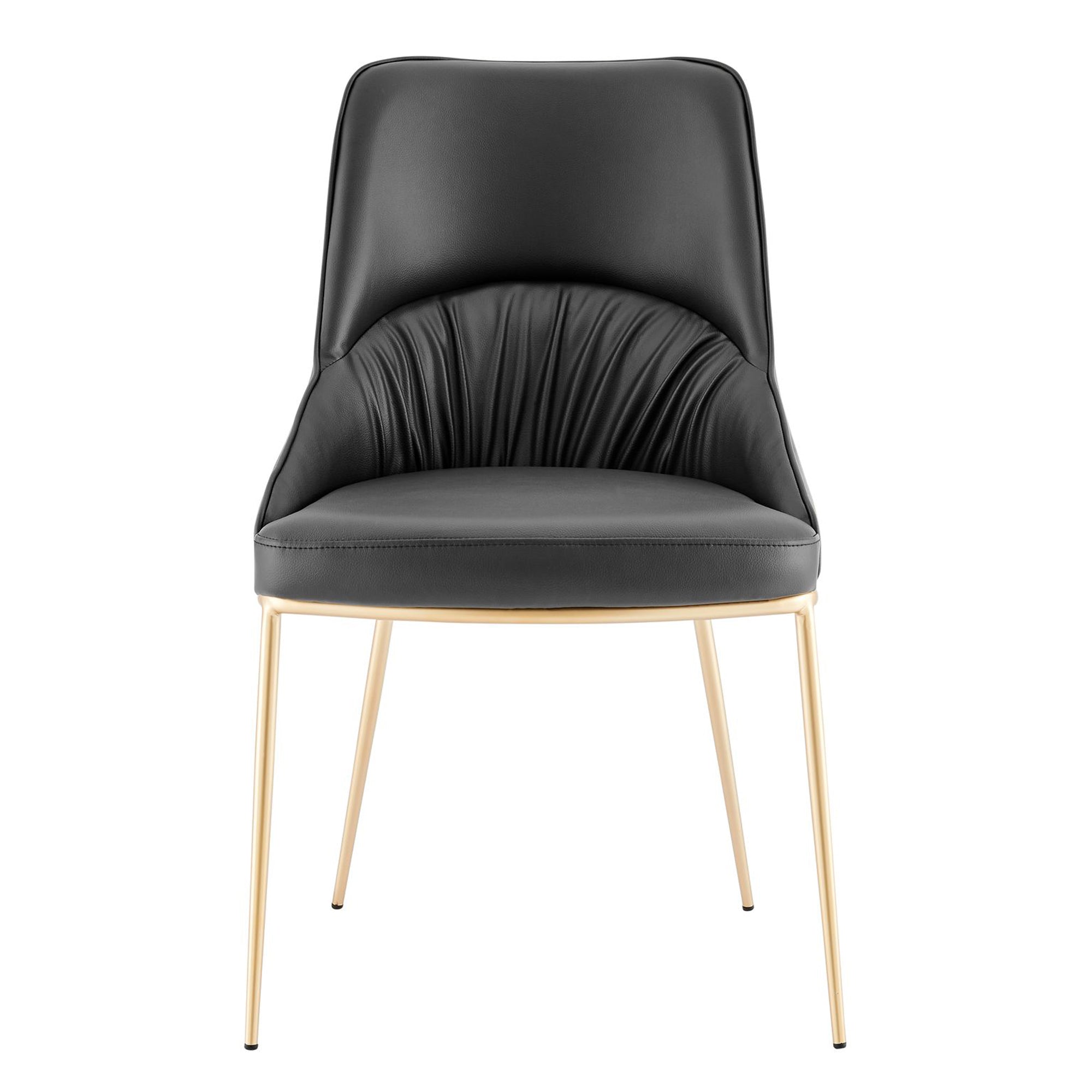 Axel Black Leather Dining Chair Wrinkle Design With Gold Legs