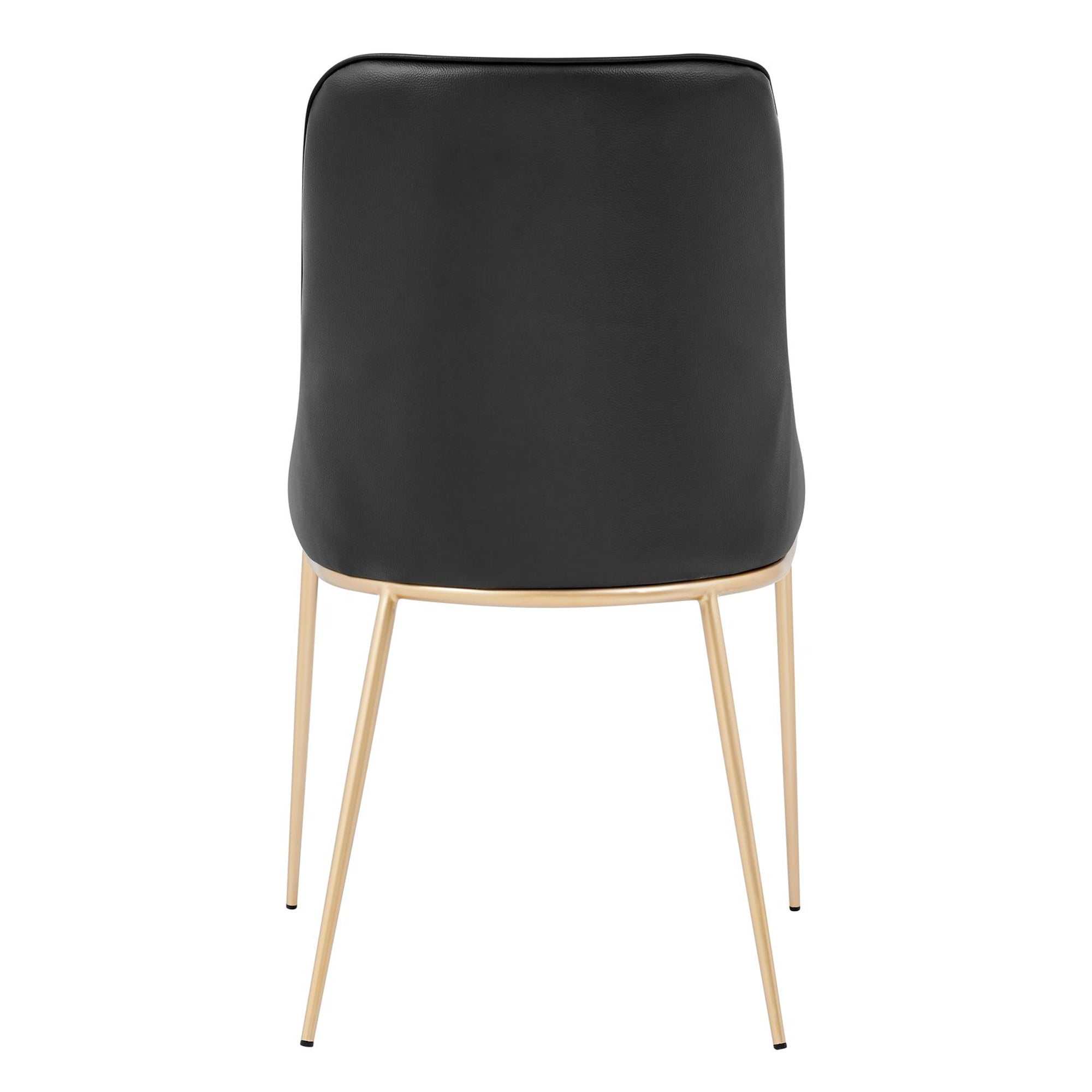 Axel Black Leather Dining Chair Wrinkle Design With Gold Legs