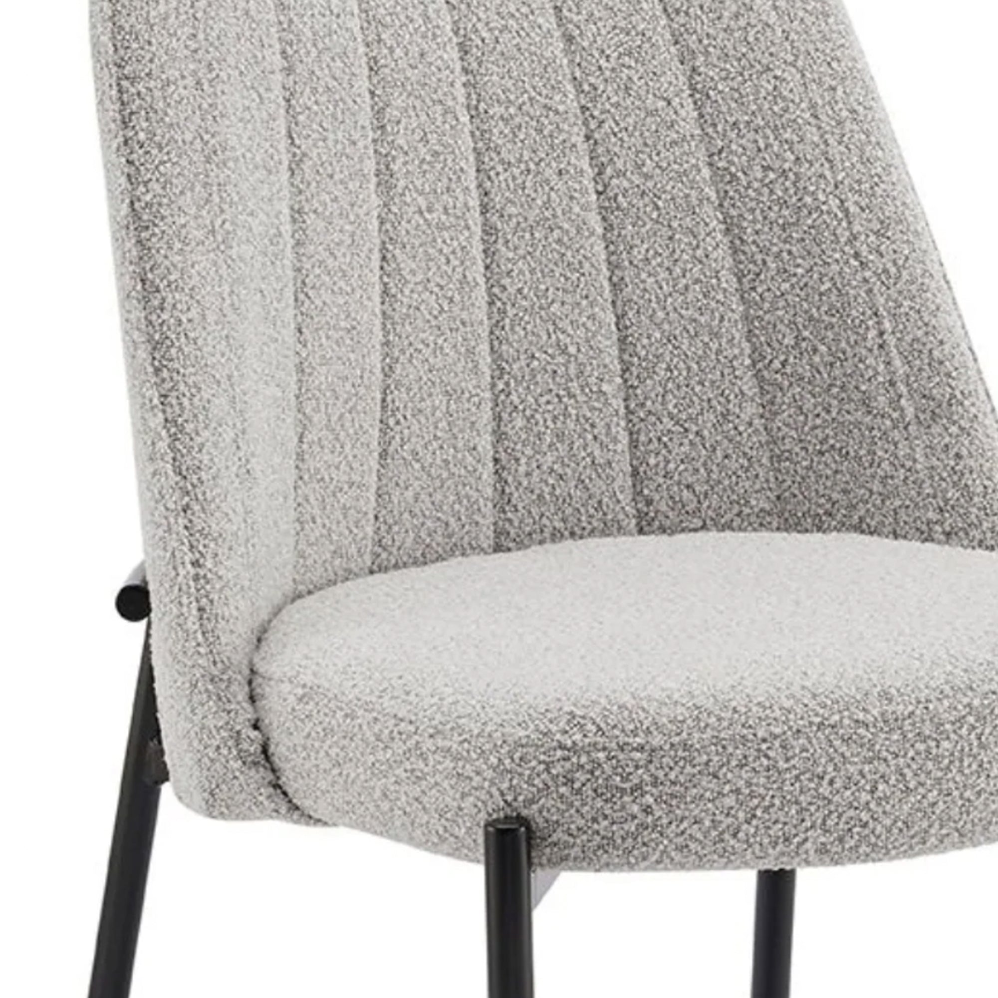 Adele Light Grey Boucle Dining Chair with Black Legs
