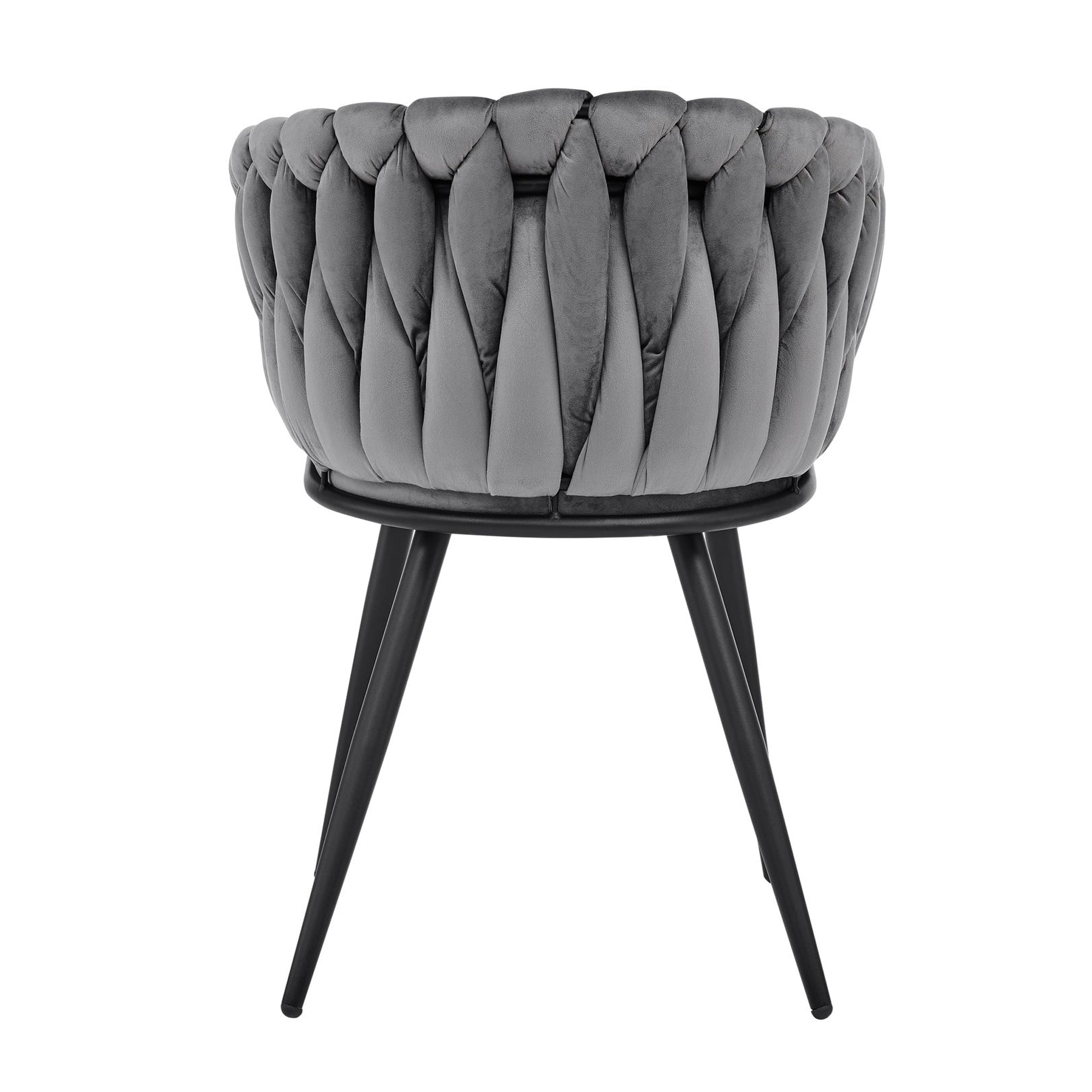 Iris Grey Velvet Braided Weave Dining Chair With Black Frame