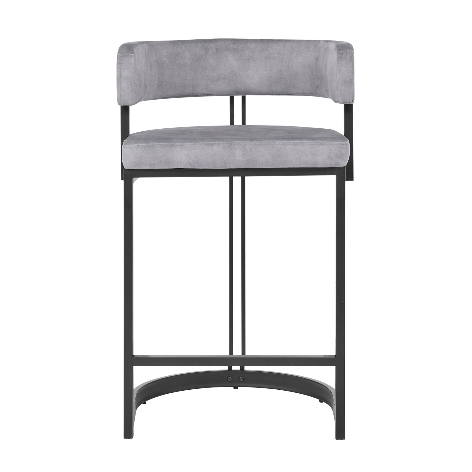 Mia Curved Grey Velvet and Black Frame Counter Stool