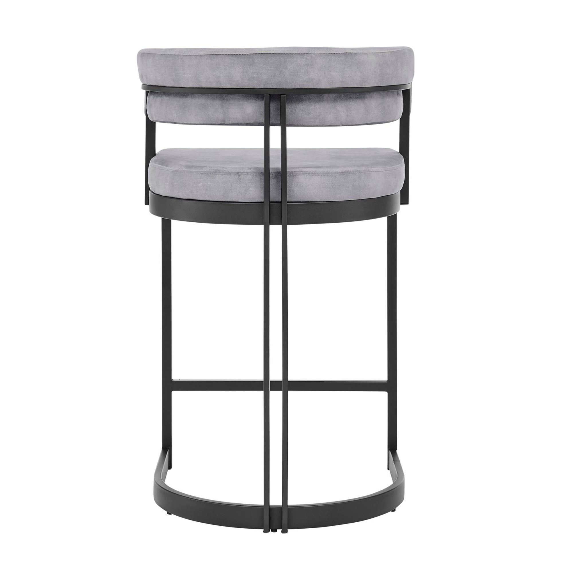 Mia Curved Grey Velvet and Black Frame Counter Stool