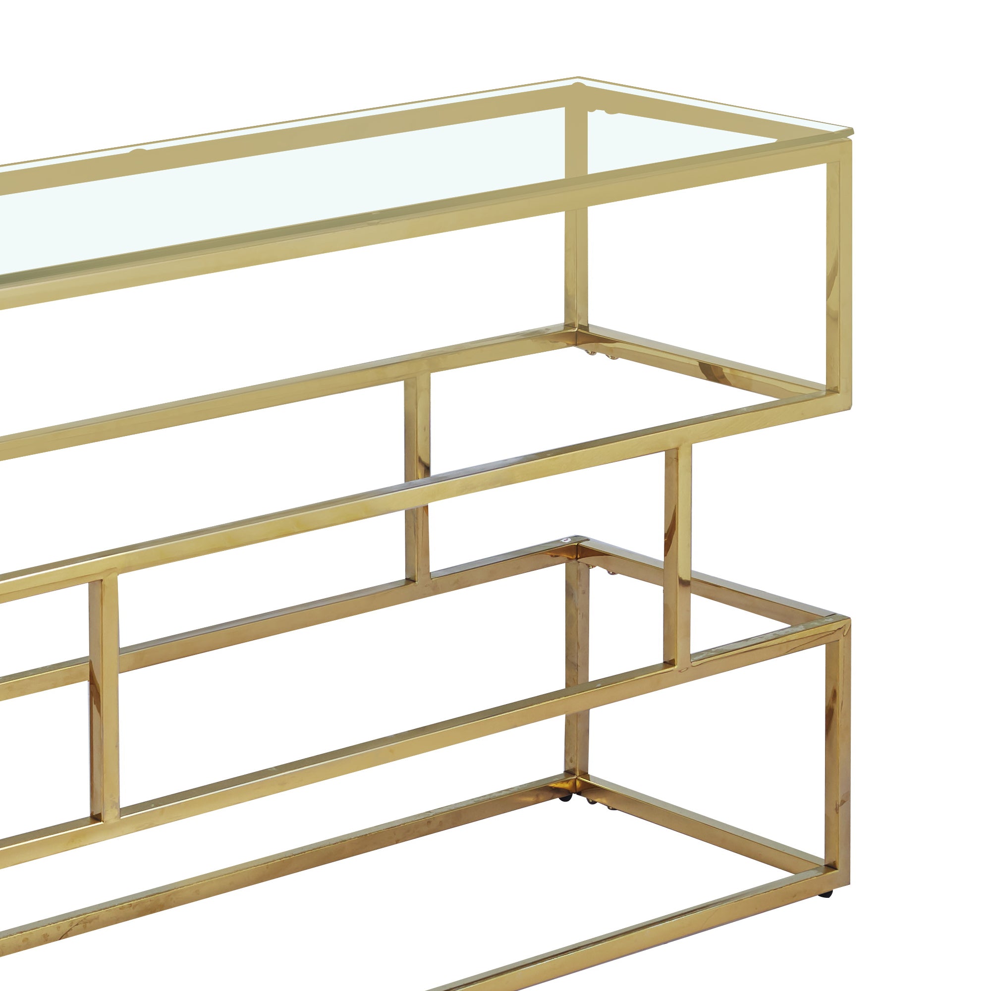 Lina Clear Glass Console Table With Gold Frame