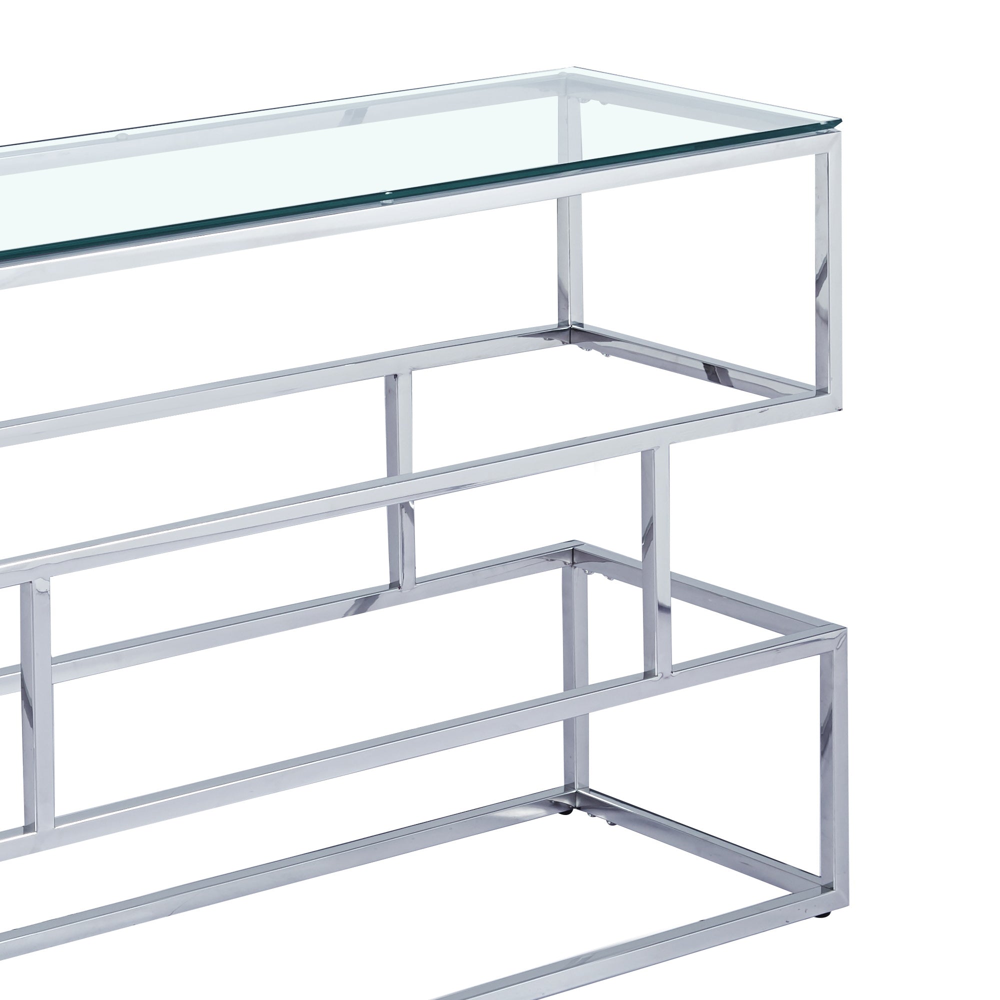 Lina Clear Glass Console Table With Silver Frame