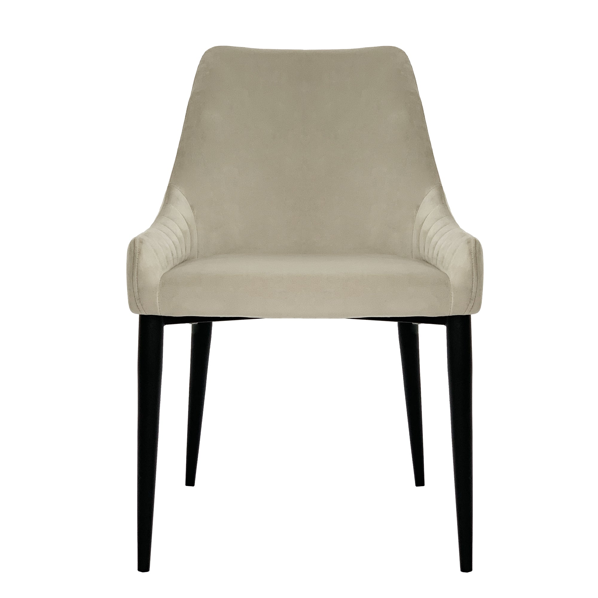 Vera Beige Velvet Dining Chair With Black Legs