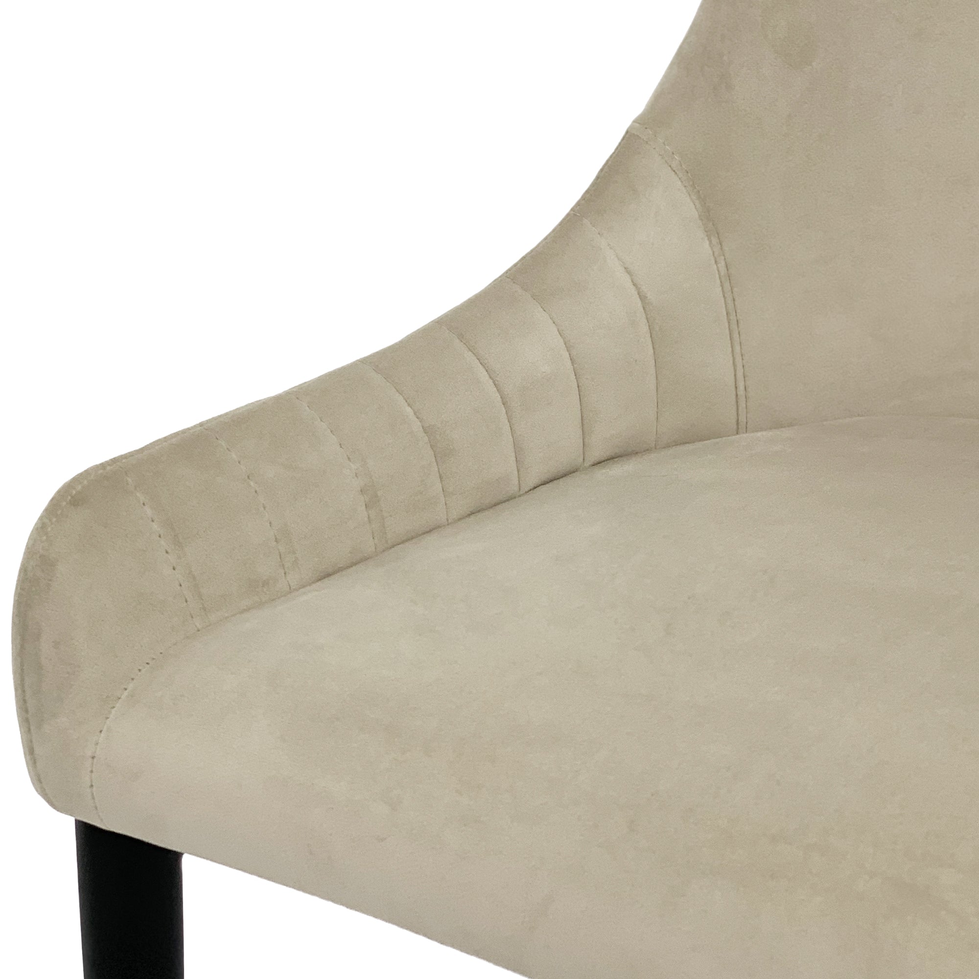 Vera Beige Velvet Dining Chair With Black Legs